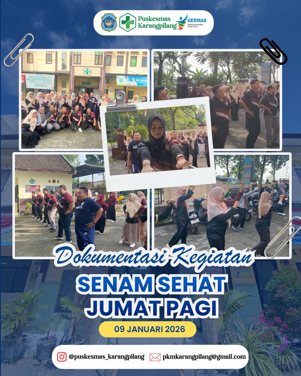 Foto: Senam Sehat Jumat Pagi sebagai Upaya Menjaga Kebugaran Pegawai Puskesmas Karangpilang