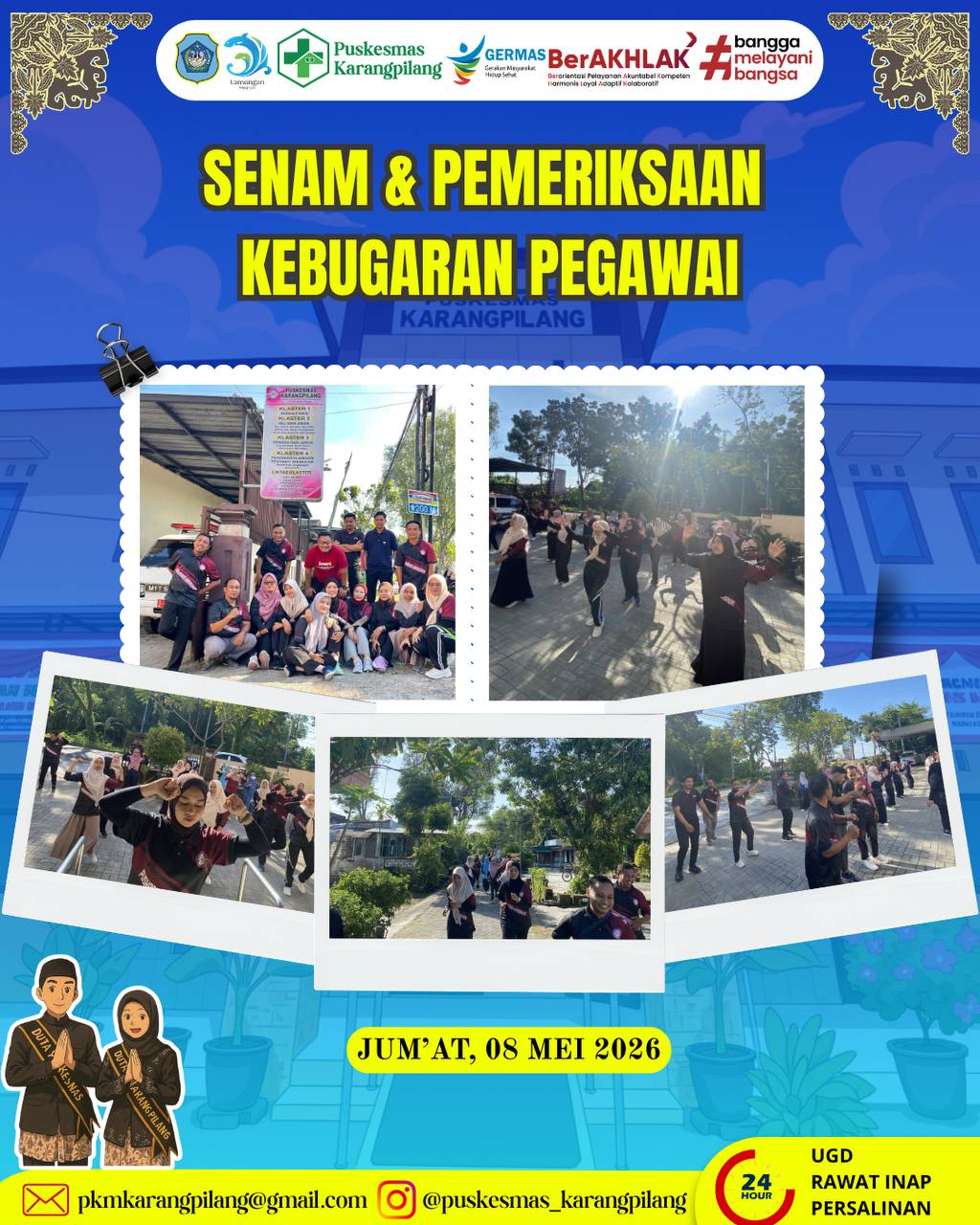 Foto: Senam dan Pemeriksaan Kebugaran Pegawai Puskesmas Karangpilang