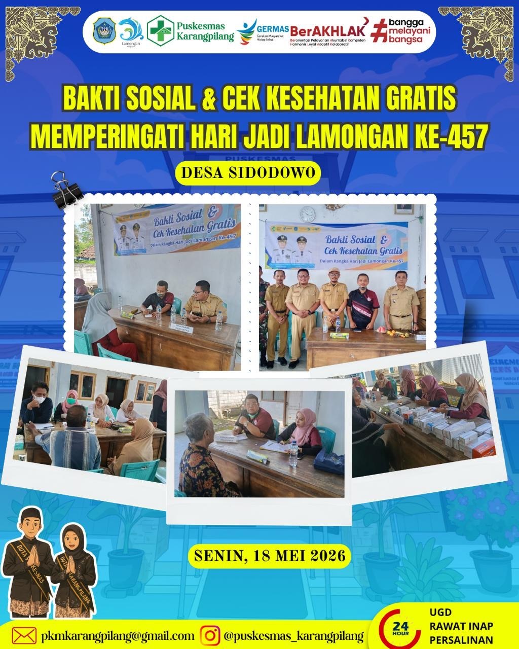Bakti Sosial & Cek Kesehatan Gratis dalam Rangka Hari Jadi Lamongan ke-457