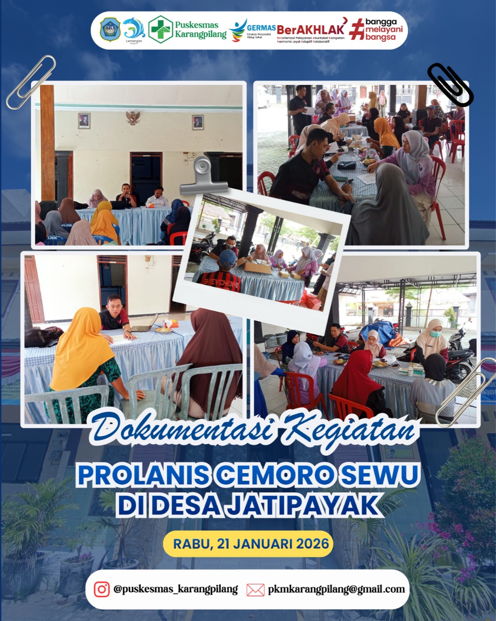 Foto: Kegiatan Prolanis Puskesmas Karangpilang di Desa Jatipayak