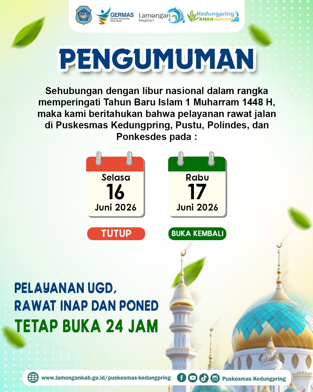 Foto: PENGUMUMAN LIBUR TAHUN BARU ISLAM 1448 H