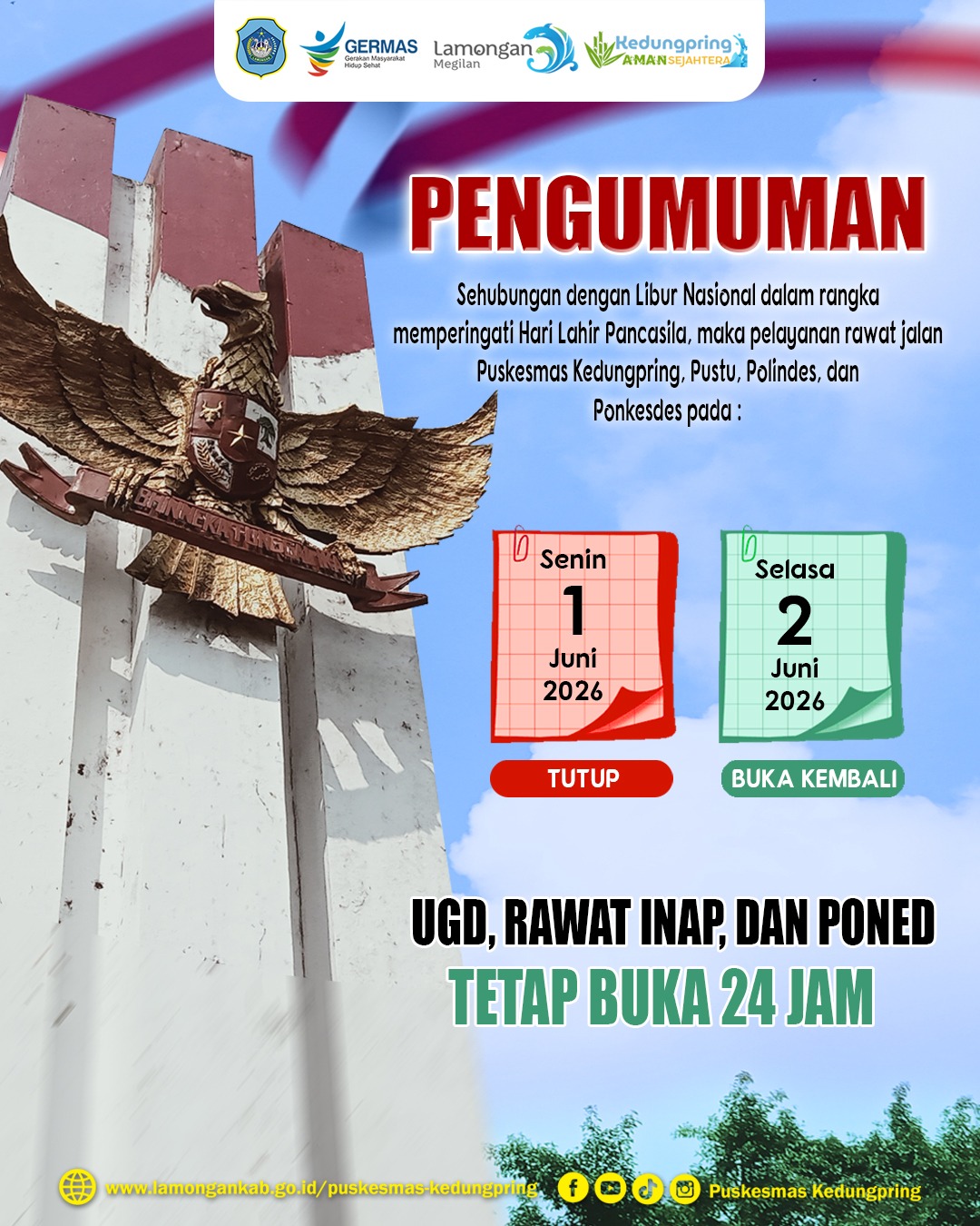 Foto: PENGUMUMAN LIBUR DALAM RANGKA HARI LAHIR PANCASILA