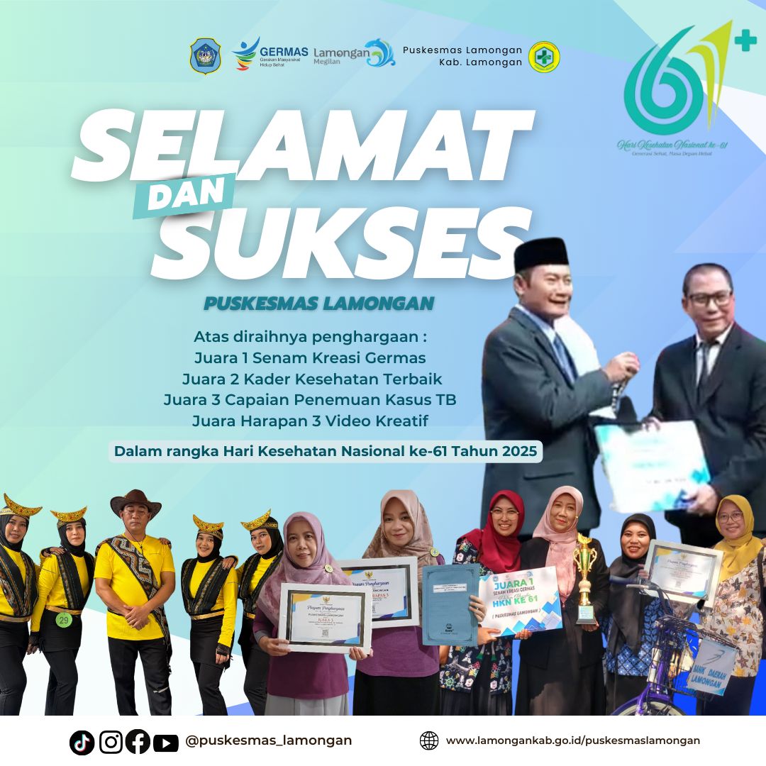 Foto: Selamat dan Sukses Puskesmas Lamongan atas di raihnya penghargaan dalam rangka HKN ke 61 tahun 2025