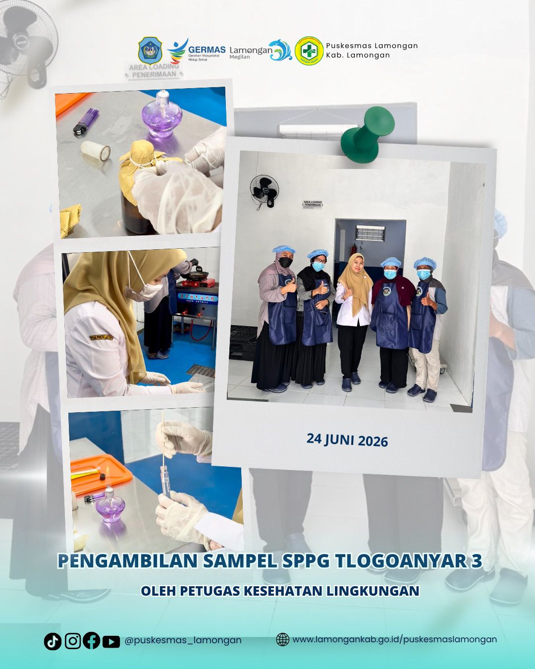 Foto: PENGAMBILAN SAMPEL SPPG TLOGOANYAR 3 OLEH PETUGAS KESLING PUSKESMAS LAMONGAN