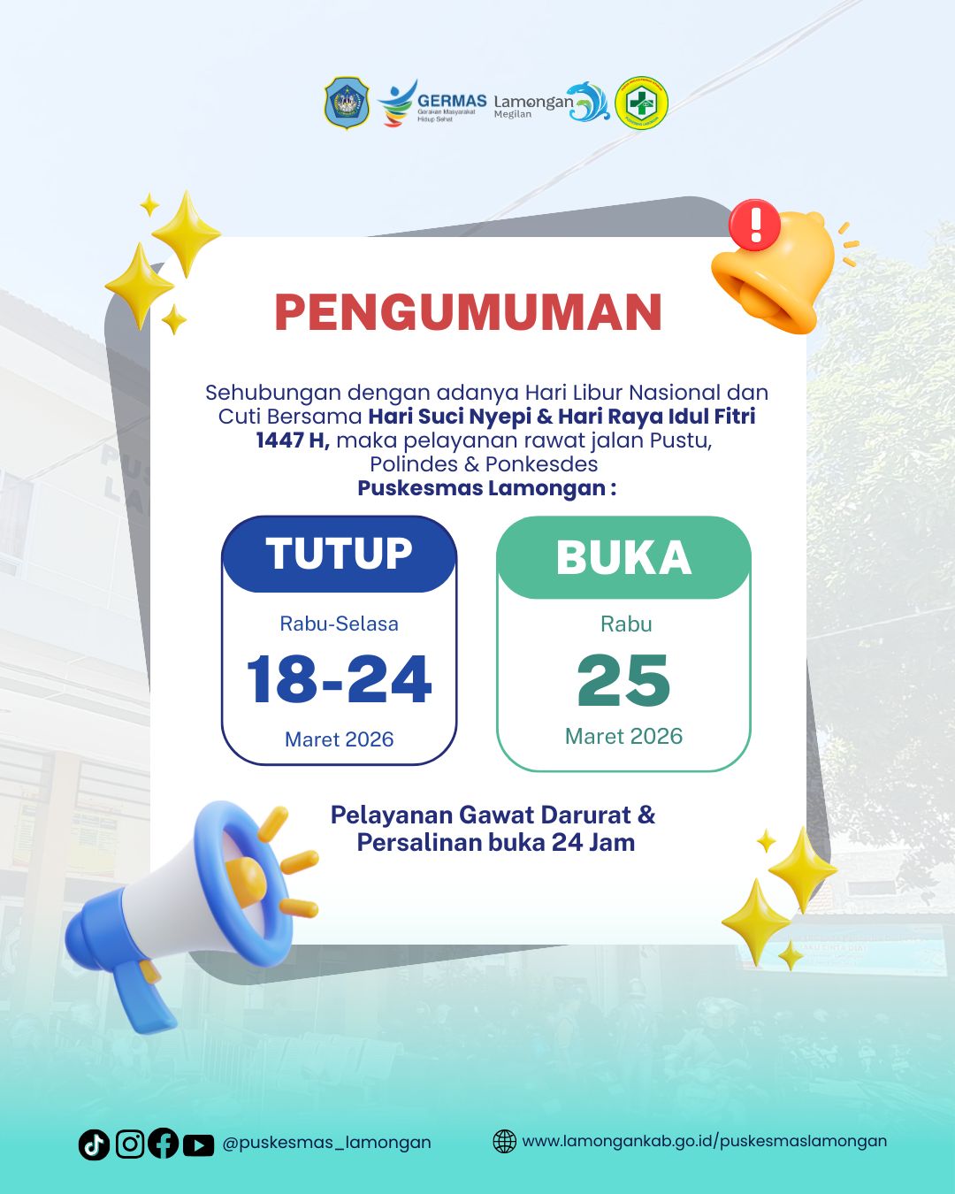 Foto: Pengumuman Pelayanan Puskesmas Selama Hari Libur Nasional dan Cuti Bersama