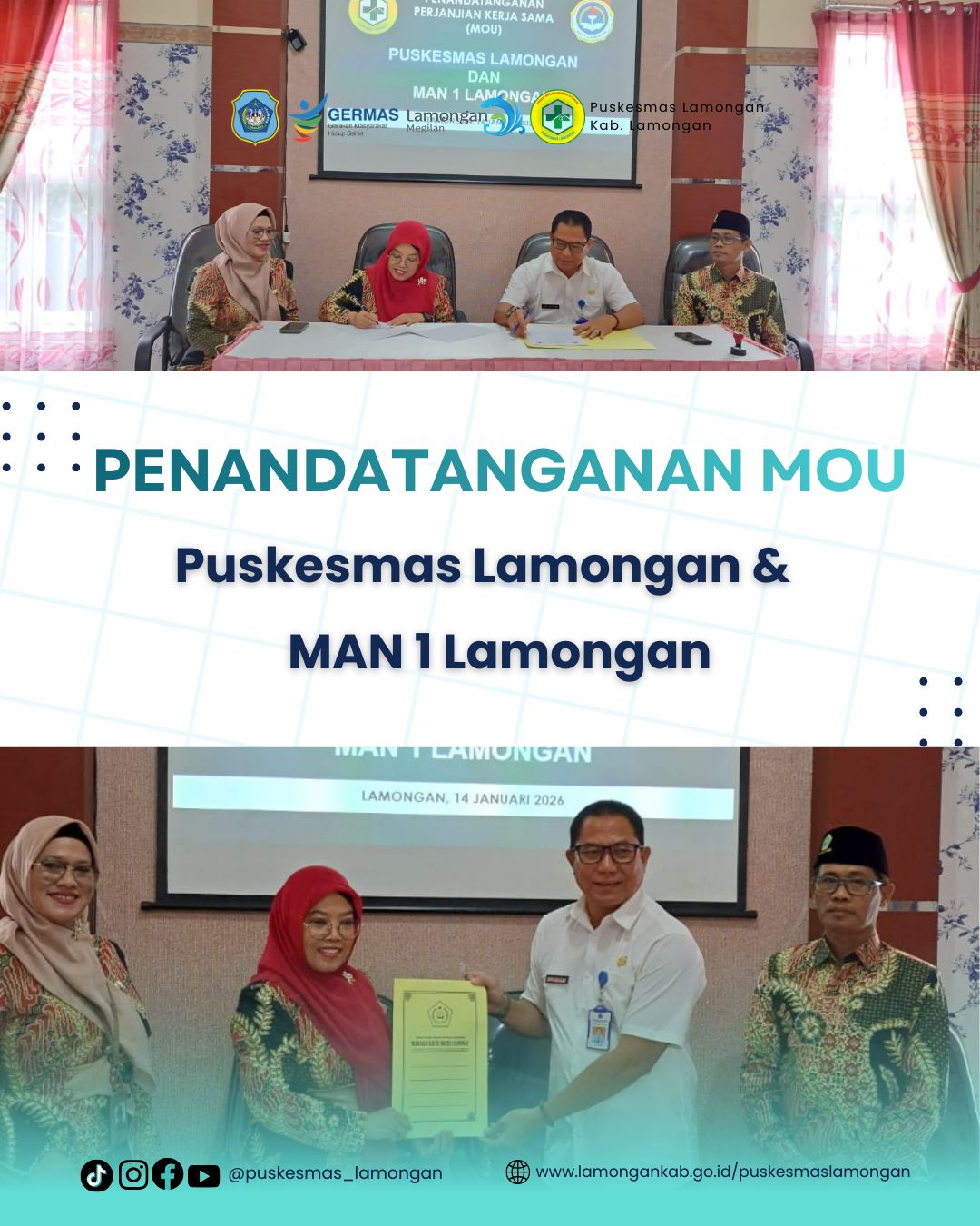 Foto: Penandatanganan MOU Puskesmas Lamongan & MAN 1 Lamongan