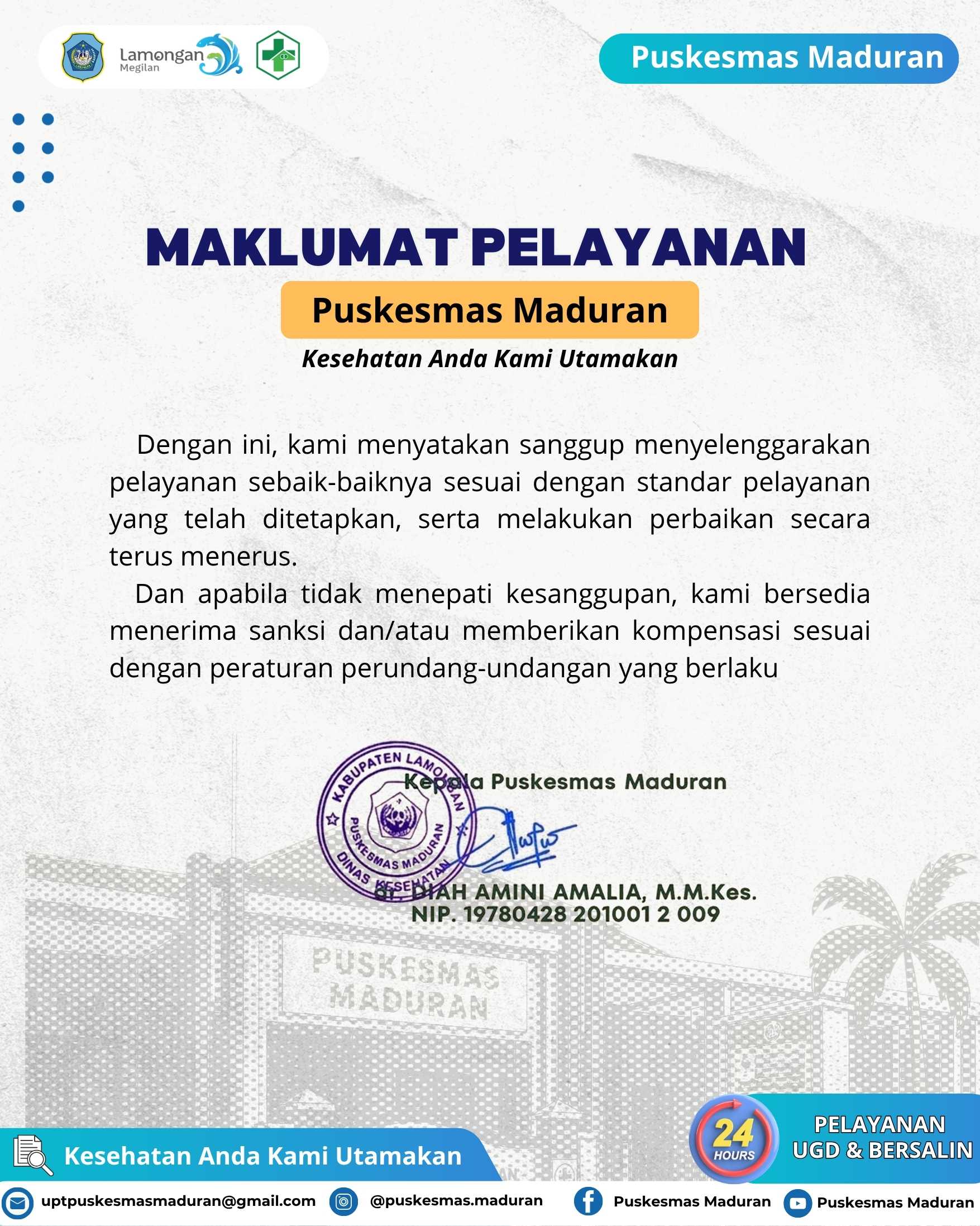 Foto: 📢 Maklumat Pelayanan Puskesmas Maduran