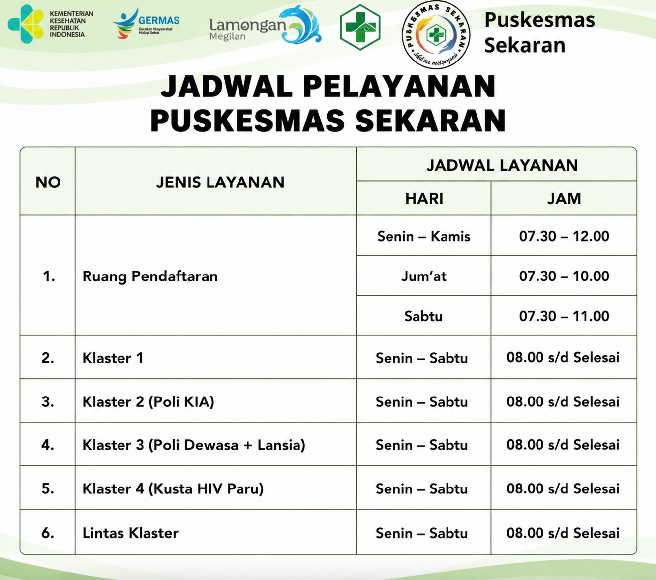 Foto: JADWAL PELAYANAN PUSKESMAS 2026