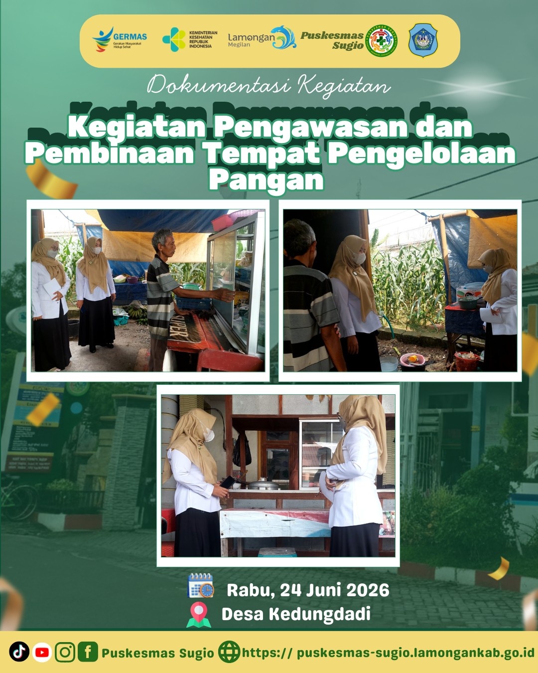 Foto: Pastikan Keamanan Pangan, Petugas Kesehatan Lingkungan Puskesmas Sugio Lakukan Pembinaan TPP di Desa Kedungdadi