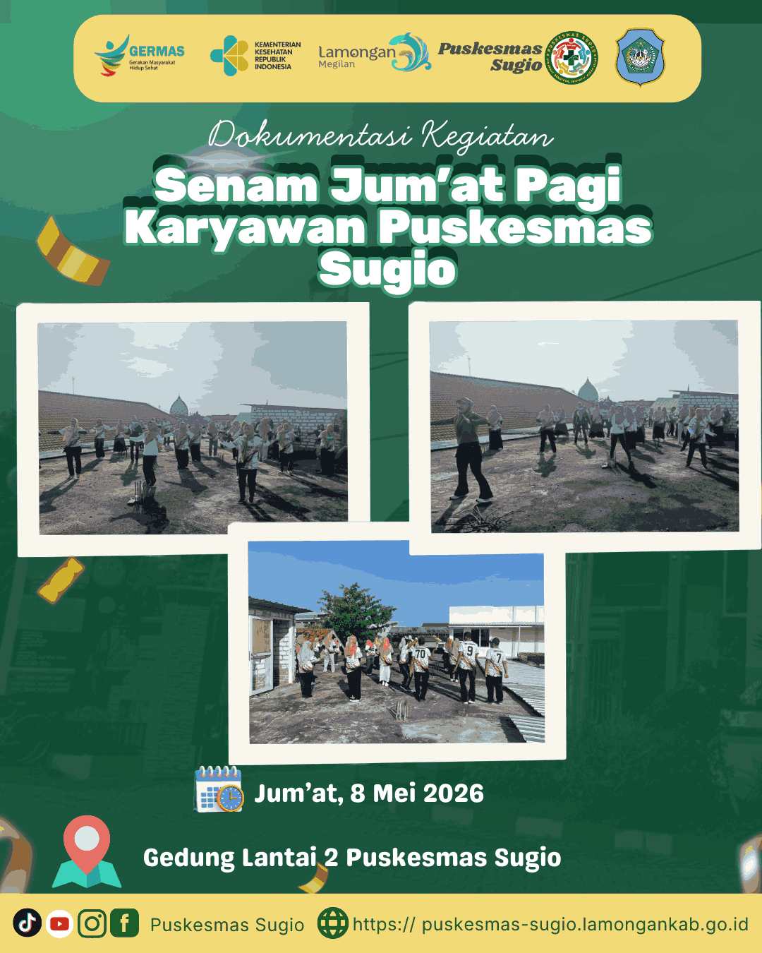Jumat Sehat, Pelayanan Kuat: Ikhtiar Karyawan Puskesmas Sugio Menjaga Kebugaran di Sela Rutinitas