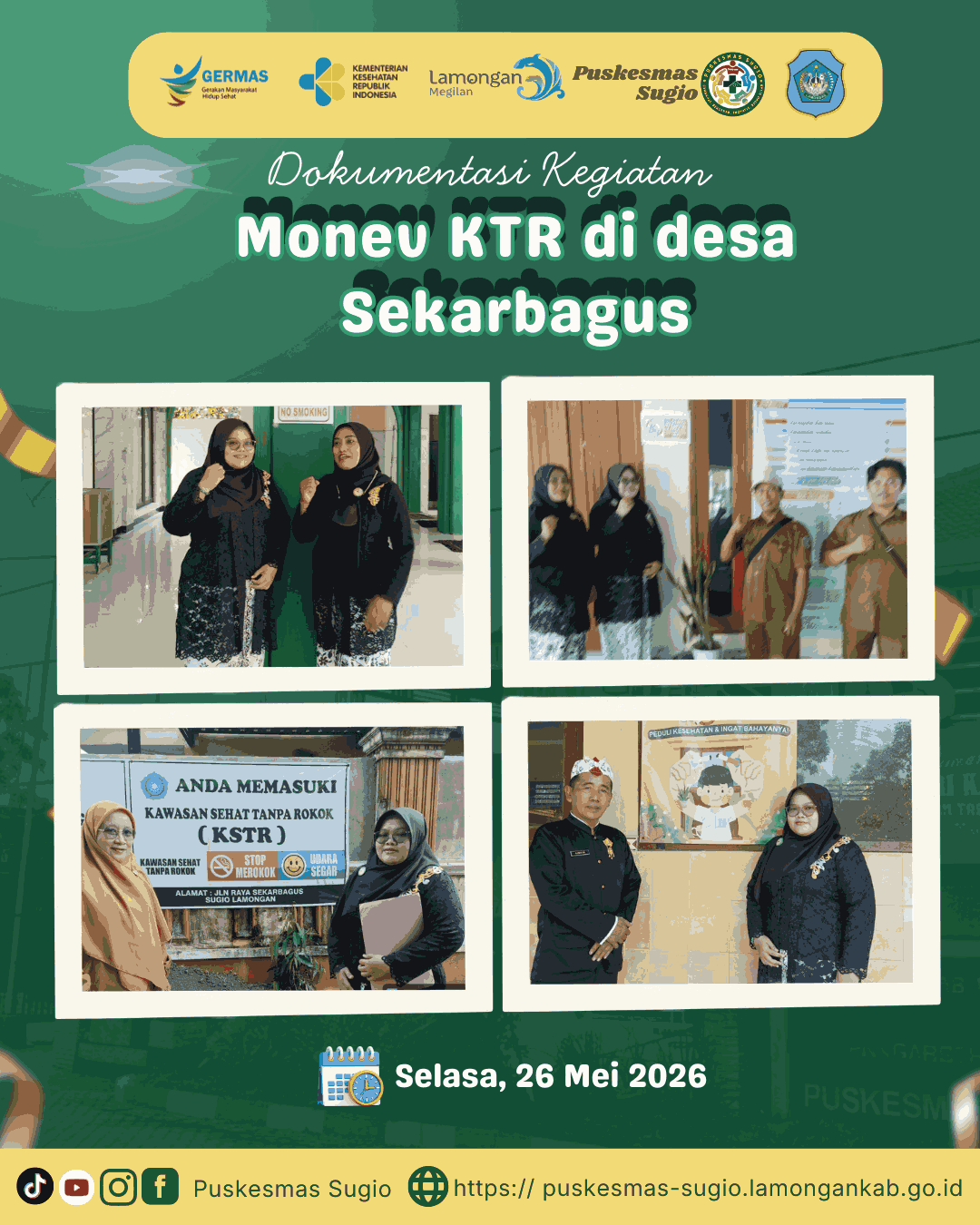 Foto: Pastikan Udara Bersih di Fasilitas Publik, Tim Gabungan Gelar Monev KTR di Desa Sekarbagus