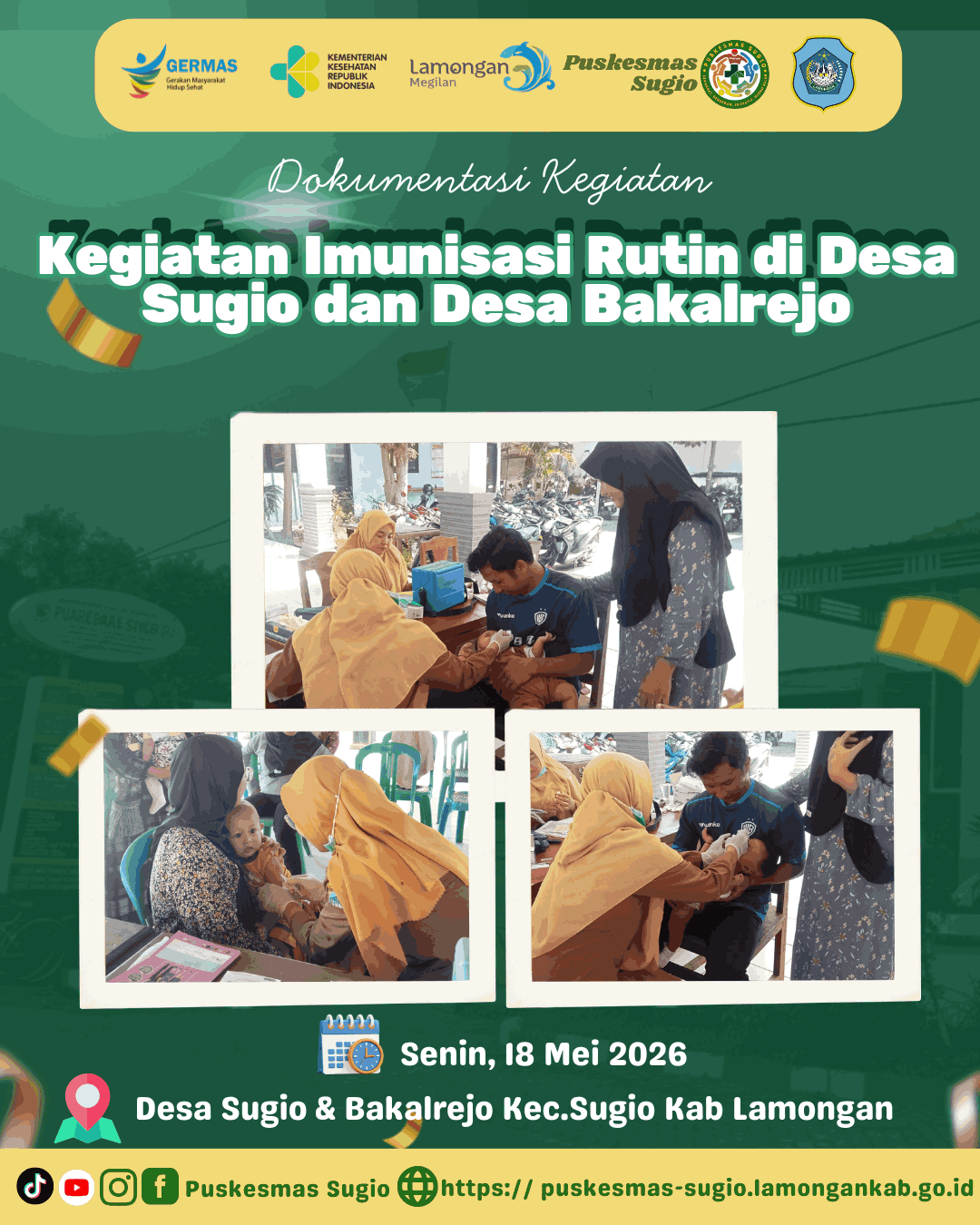Foto: Pencegahan Stunting, Puskesmas Sugio Sukses Gelar Imunisasi Rutin Serentak di Desa Sugio dan Bakalrejo