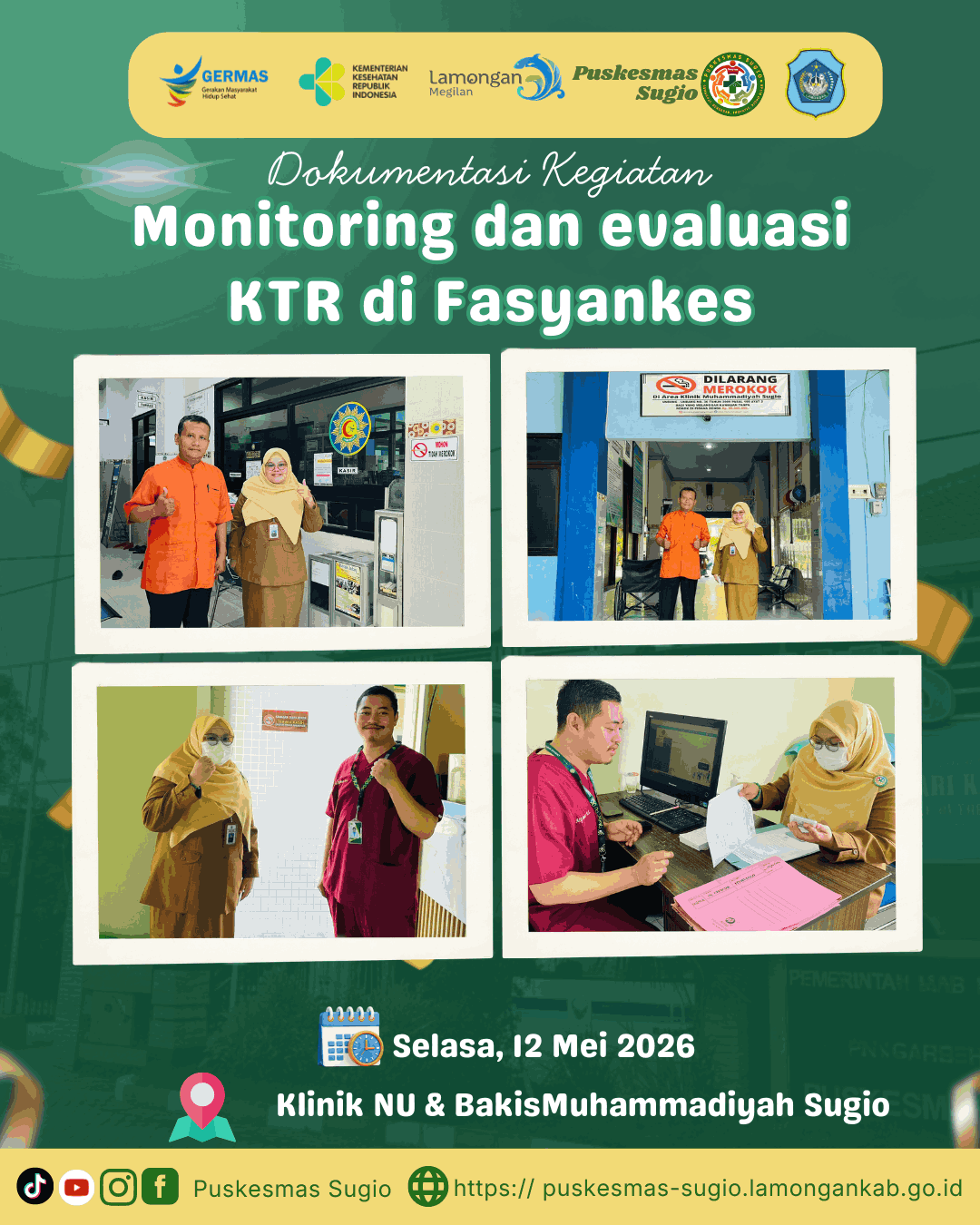 Foto: Tingkatkan Kualitas Layanan, Tim Pembina KTR Lakukan Monitoring di Klinik NU Pratama dan Bakis Muhammadiyah Sugio