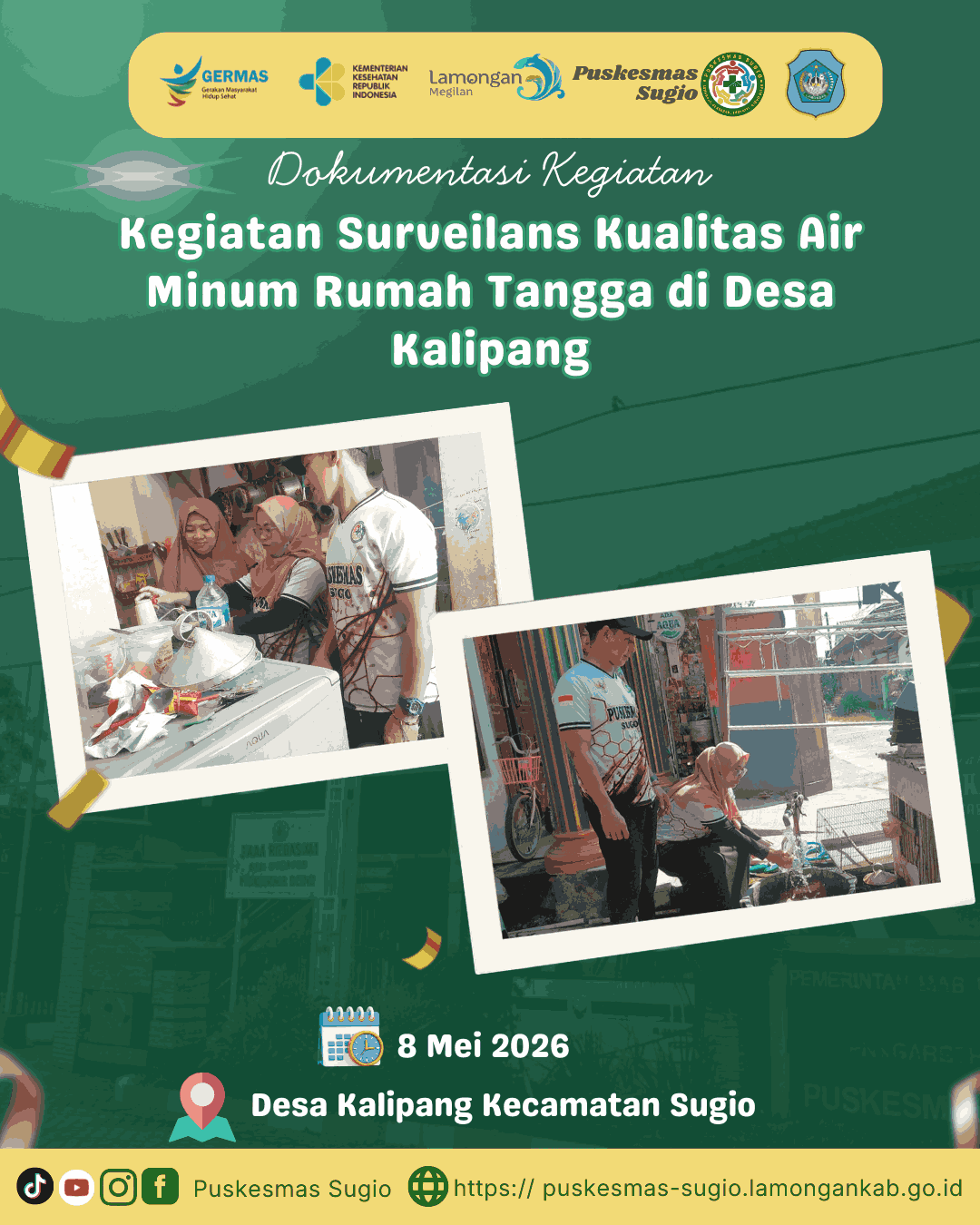 Menjamin Keamanan Konsumsi Air Masyarakat, Puskesmas Sugio Laksanakan Surveilans Kualitas Air Minum di Desa Kalipang