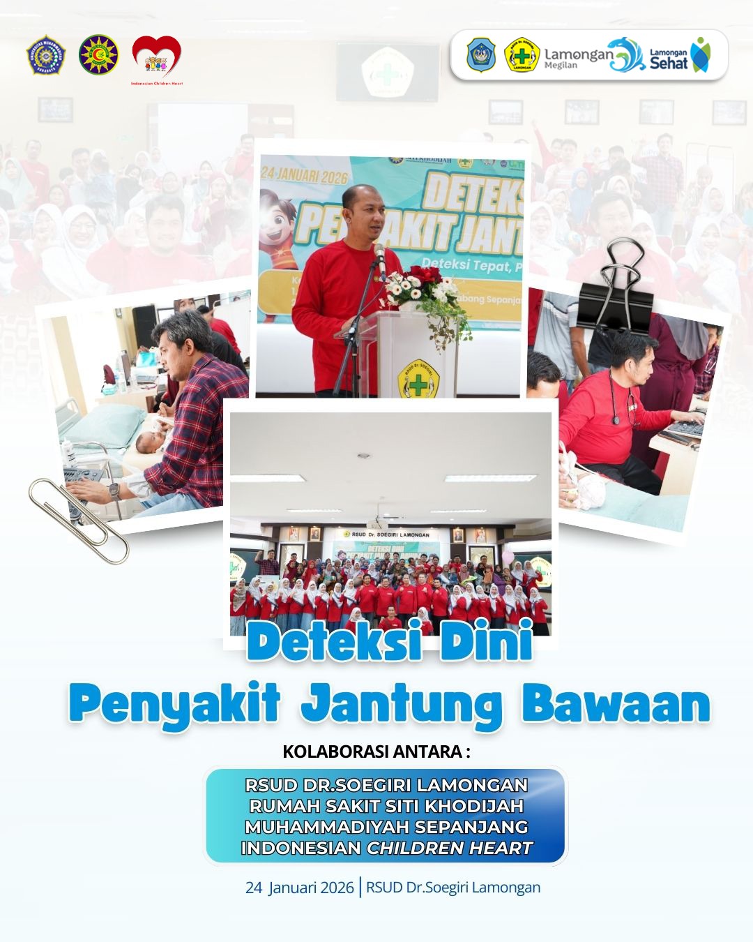 Foto: RSUD Dr. Soegiri Gelar Deteksi Dini Penyakit Jantung Bawaan Bersama Rumah Sakit Siti Khodijah Muhammadiyah Cabang Sepanjang dan Indonesian Children Heart