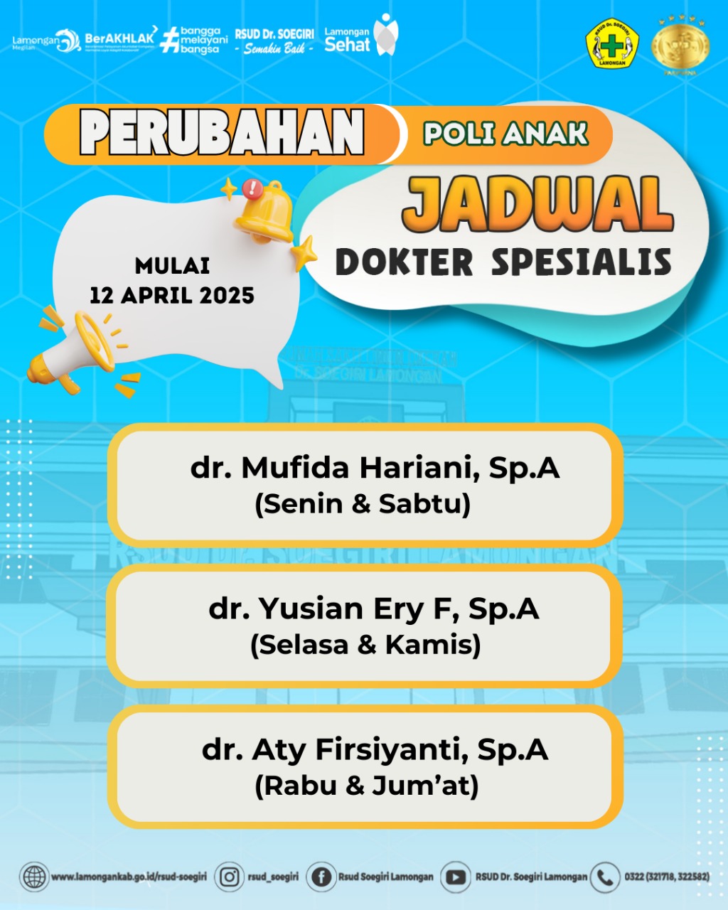 PERUBAHAN JADWAL POLI ANAK