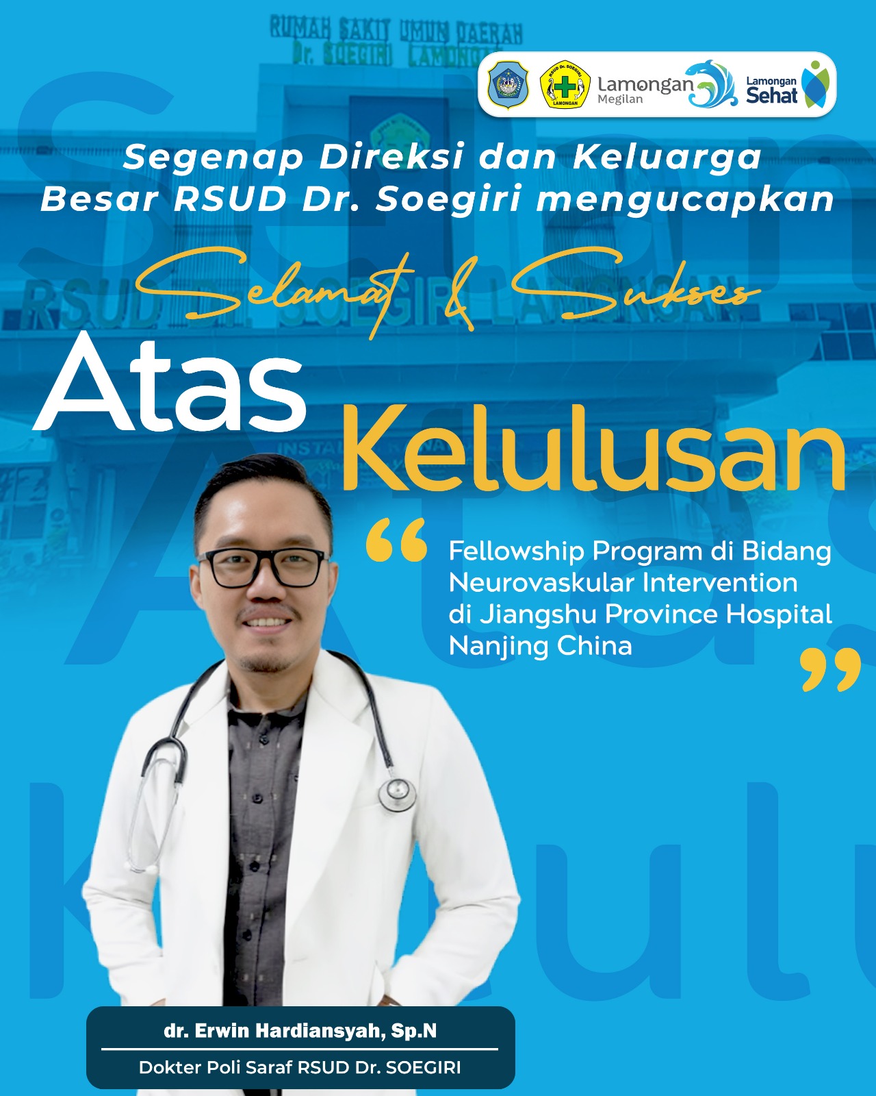 Foto: Seorang Dokter RSUD Dr. Soegiri telah menempuh Fellowship Program di bidang Neurovaskular Intervention