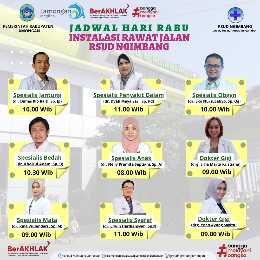 JADWAL DOKTER HARI RABU  INSTALASI RAWAT JALAN RSUD NGIMBANG