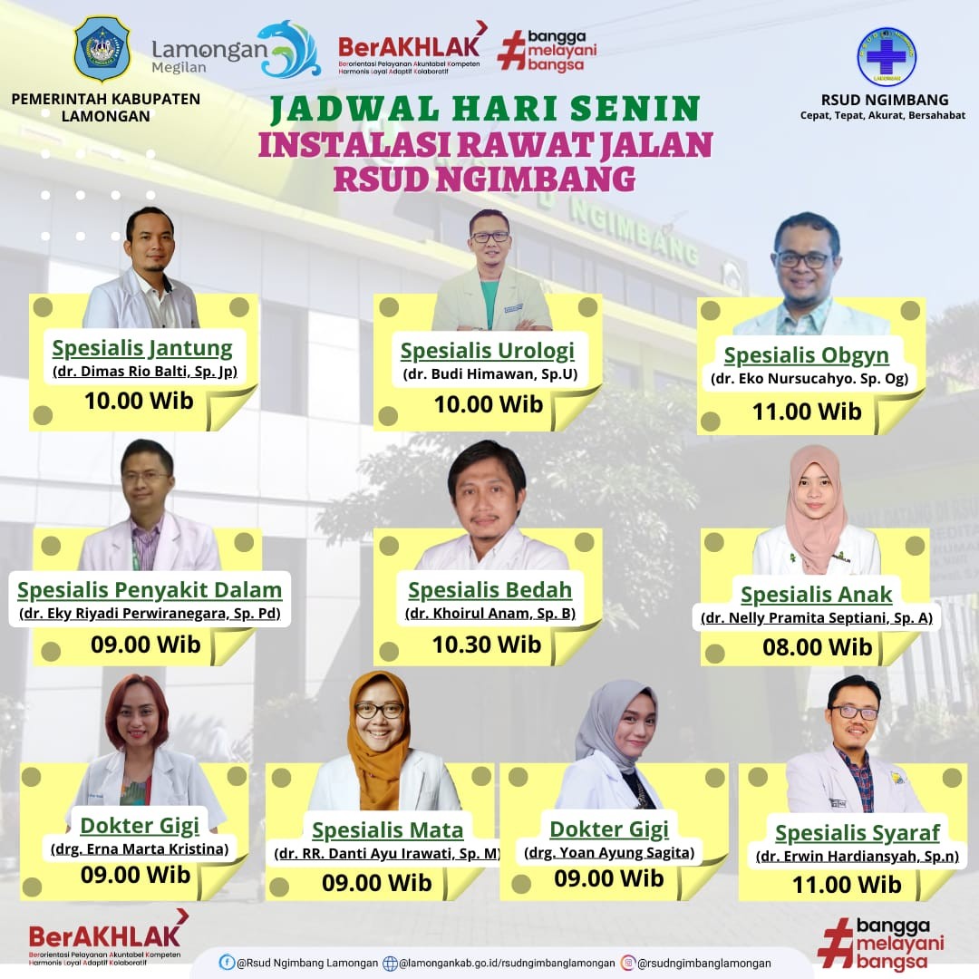 JADWAL DOKTER HARI SENIN INSTALASI RAWAT JALAN RSUD NGIMBANG