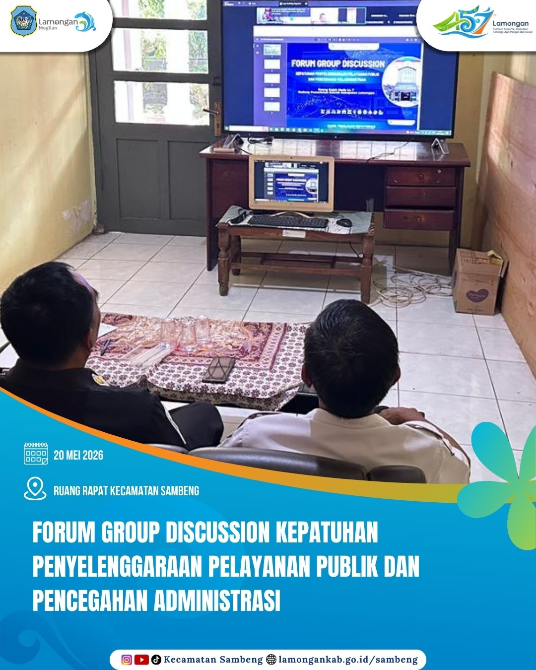 Foto: FGD KEPATUHAN PENYELENGGARAAN PELAYANAN PUBLIK: KECAMATAN SAMBENG TINGKATKAN KOMITMEN PENCEGAHAN MALADMINISTRASI