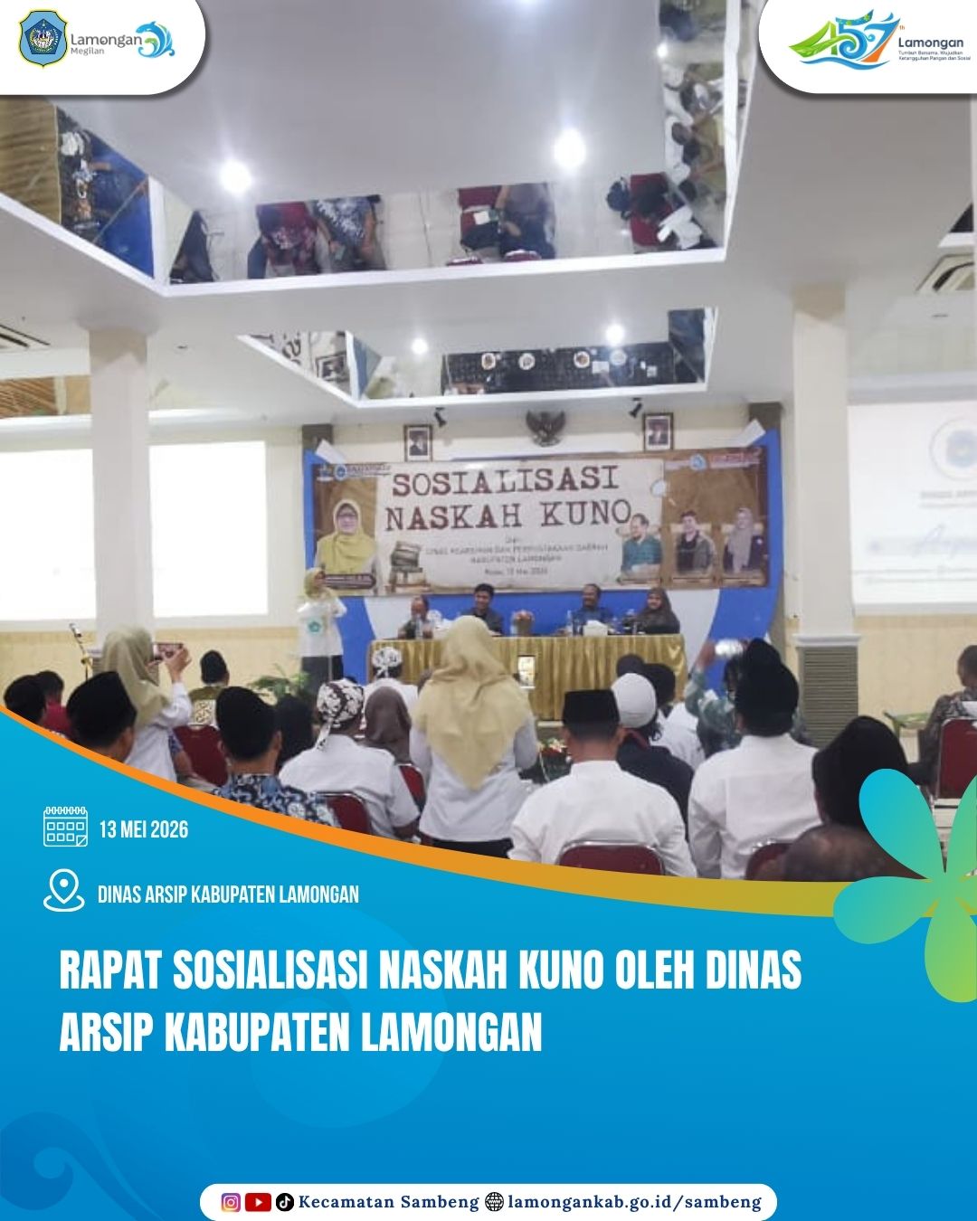 Foto: SELAMATKAN WARISAN BUDAYA DAN SEJARAH, DINAS ARSIP DAN PERPUSTAKAAN DAERAH KABUPATEN LAMONGAN GELAR SOSIALISASI NASKAH KUNO