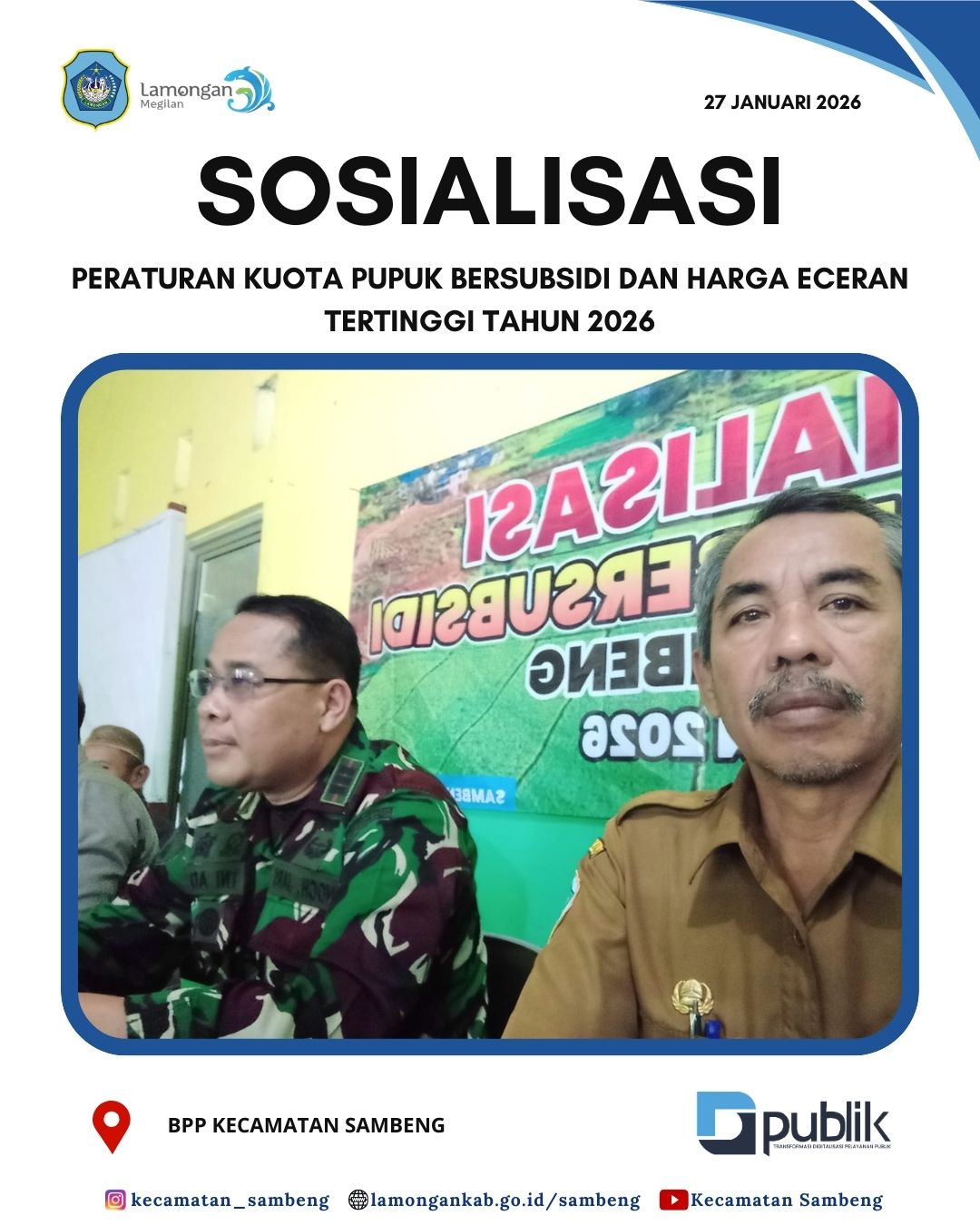 Foto: RAPAT SOSIALISASI PERATURAN SK KUOTA PUPUK BERSUBSIDI DAN HARGA ECERAN TERTINGGI TAHUN 2026