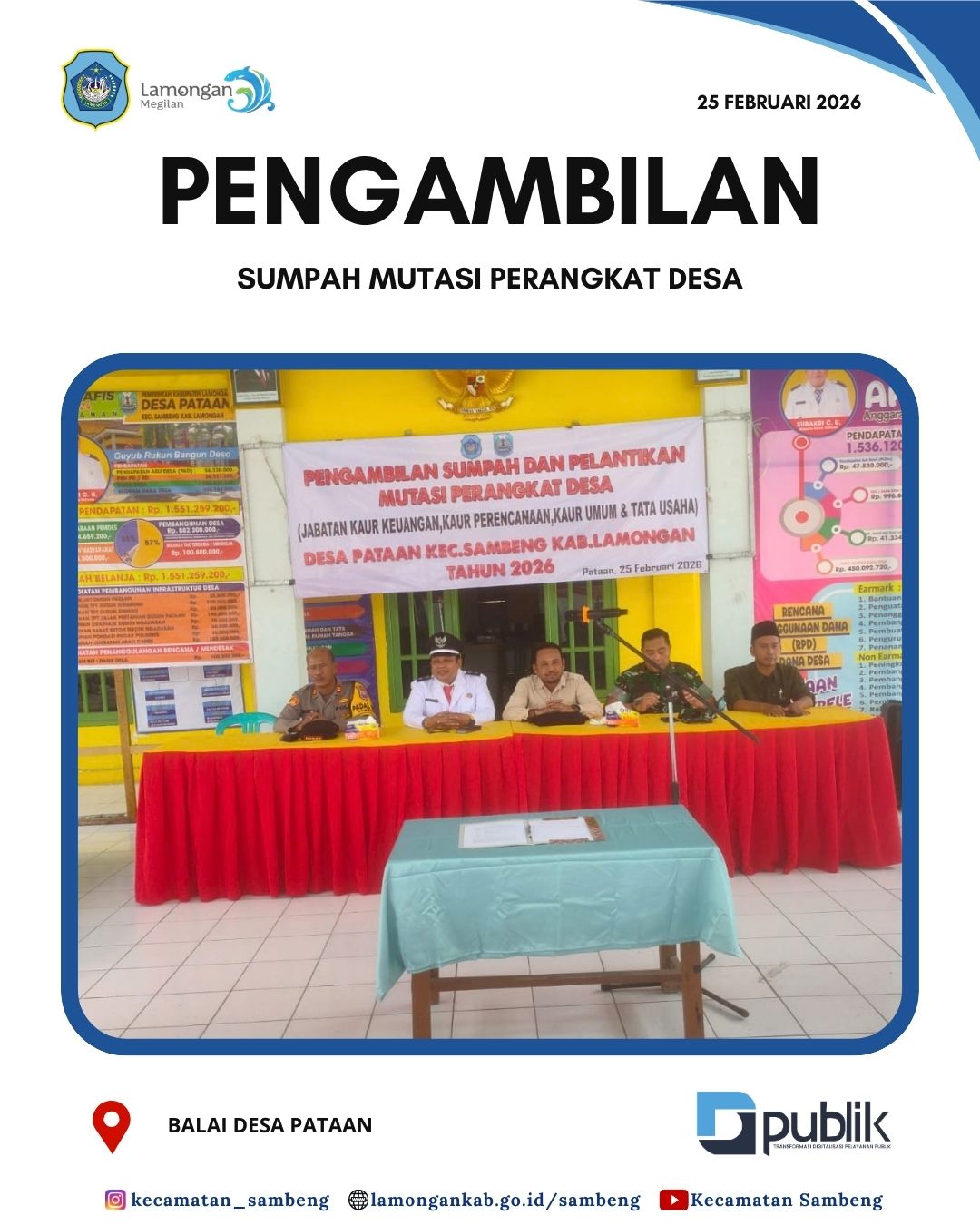 Foto: PENGAMBILAN SUMPAH MUTASI PERANGKAT DESA PATAAN