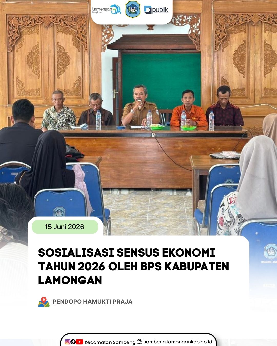Foto: SEKCAM SAMBENG BUKA SOSIALISASI SENSUS EKONOMI TAHUN 2026 OLEH BPS KABUPATEN LAMONGAN