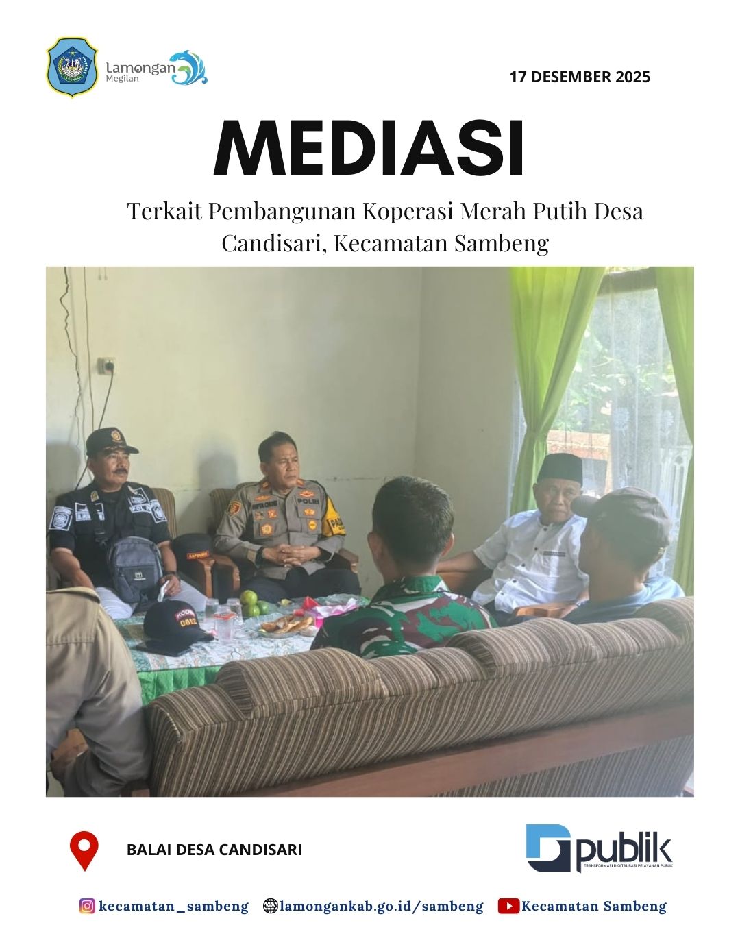Foto: MEDIASI TERKAIT PEMBANGUNAN KOPERASI MERAH PUTIH DI DESA CANDISARI KECAMATAN SAMBENG