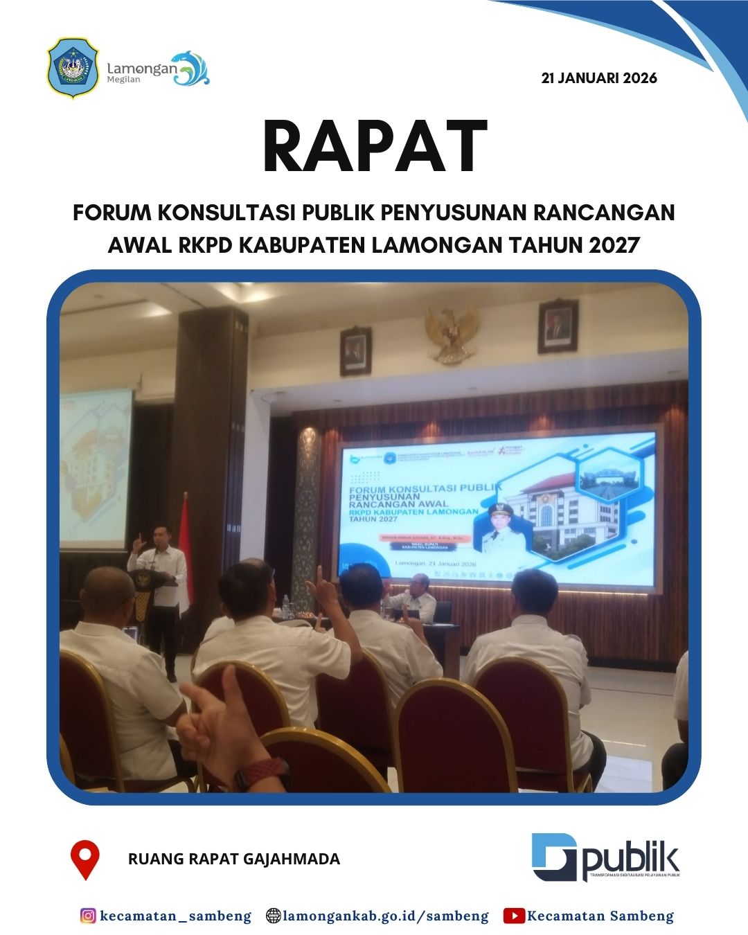 Foto: RAPAT FORUM KONSULTASI PUBLIK PENYUSUNAN RANCANGAN AWAL RKPD KABUPATEN LAMONGAN TAHUN 2027