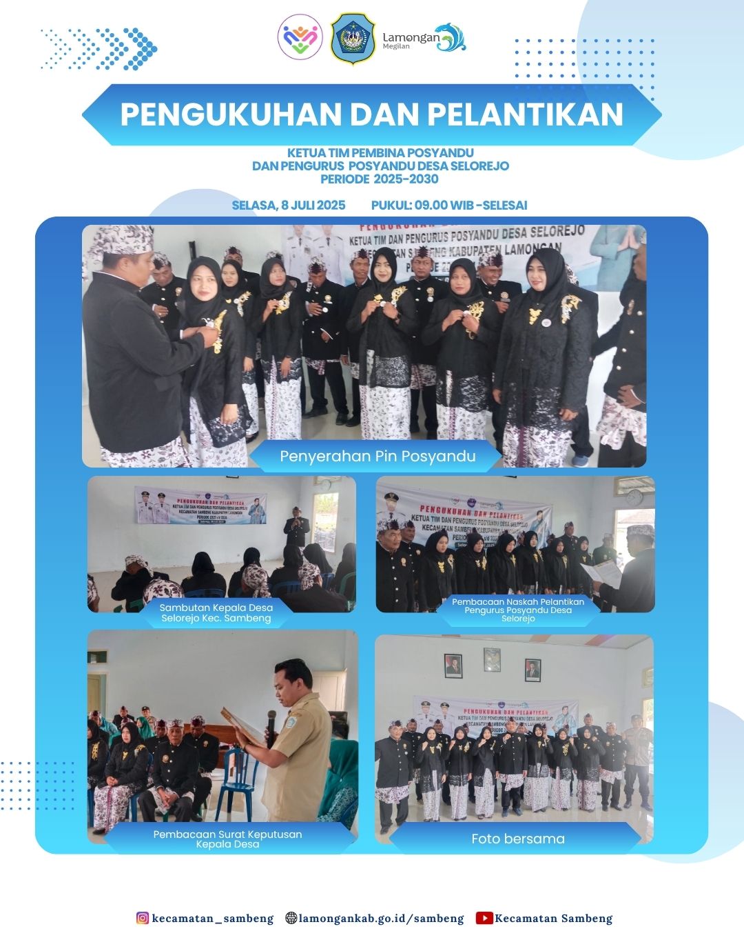 Foto: PENGUKUHAN DAN PELANTIKAN KETUA TP POSYANDU DAN PENGURUS POSYANDU DESA SELOREJO