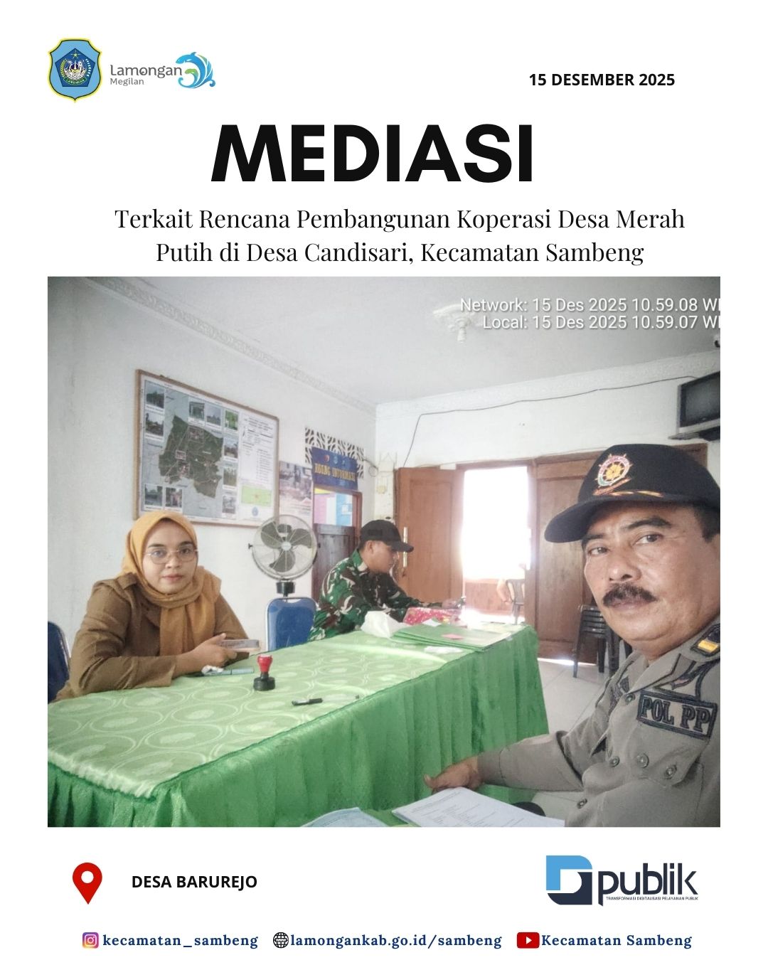 Foto: MEDIASI TERKAIT PEMBANGUNAN KOPERASI DESA MERAH PUTIH DI DESA CANDISARI KECAMATAN SAMBENG