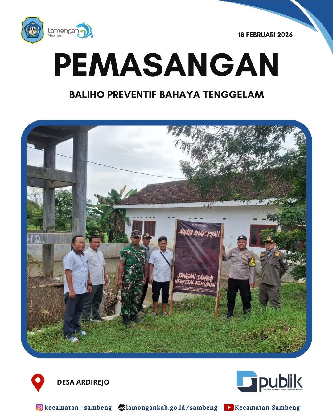 Foto: PEMASANGAN BALIHO PREVENTIF BAHAYA TENGGELAM DI DESA ARDIREJO