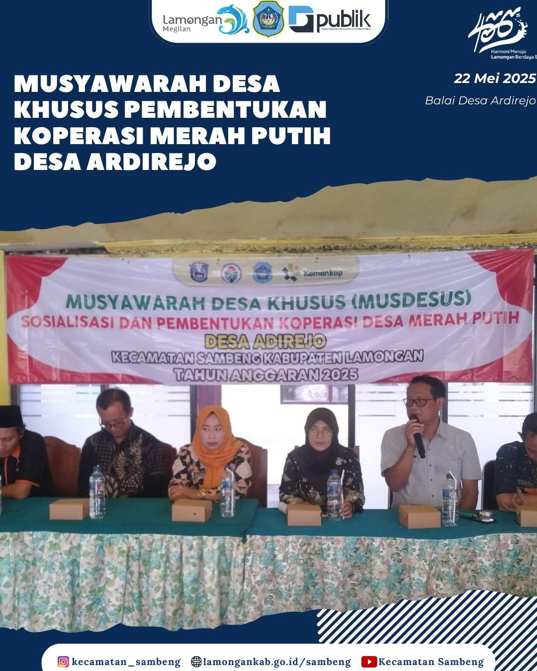 MUSYAWARAH DESA KHUSUS PEMBENTUKAN KOPERASI MERAH PUTIH DESA ADIREJO