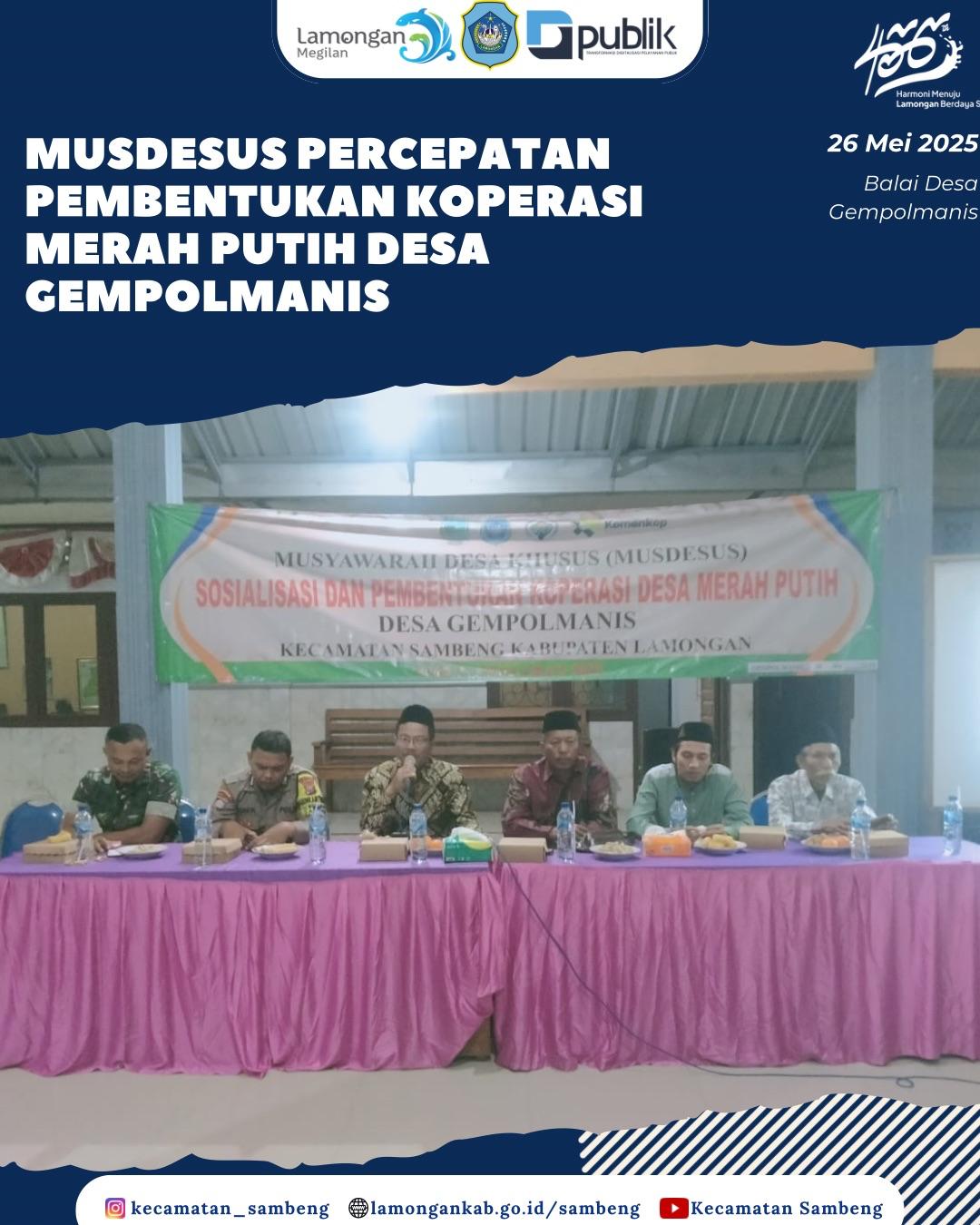 MUSDESUS PERCEPATAN PEMBENTUKAN KOPERASI MERAH PUTIH DESA GEMPOLMANIS