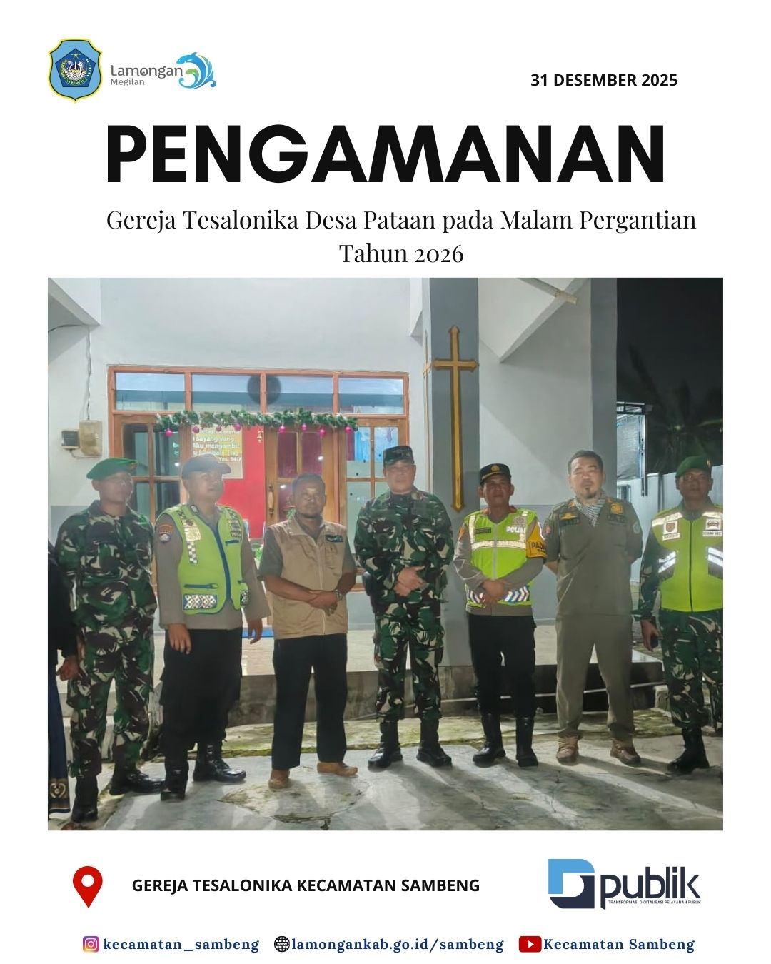 Foto: PENGAMANAN GEREJA TESALONIKA DESA PATAAN PADA MALAM PERGANTIAN TAHUN 2026