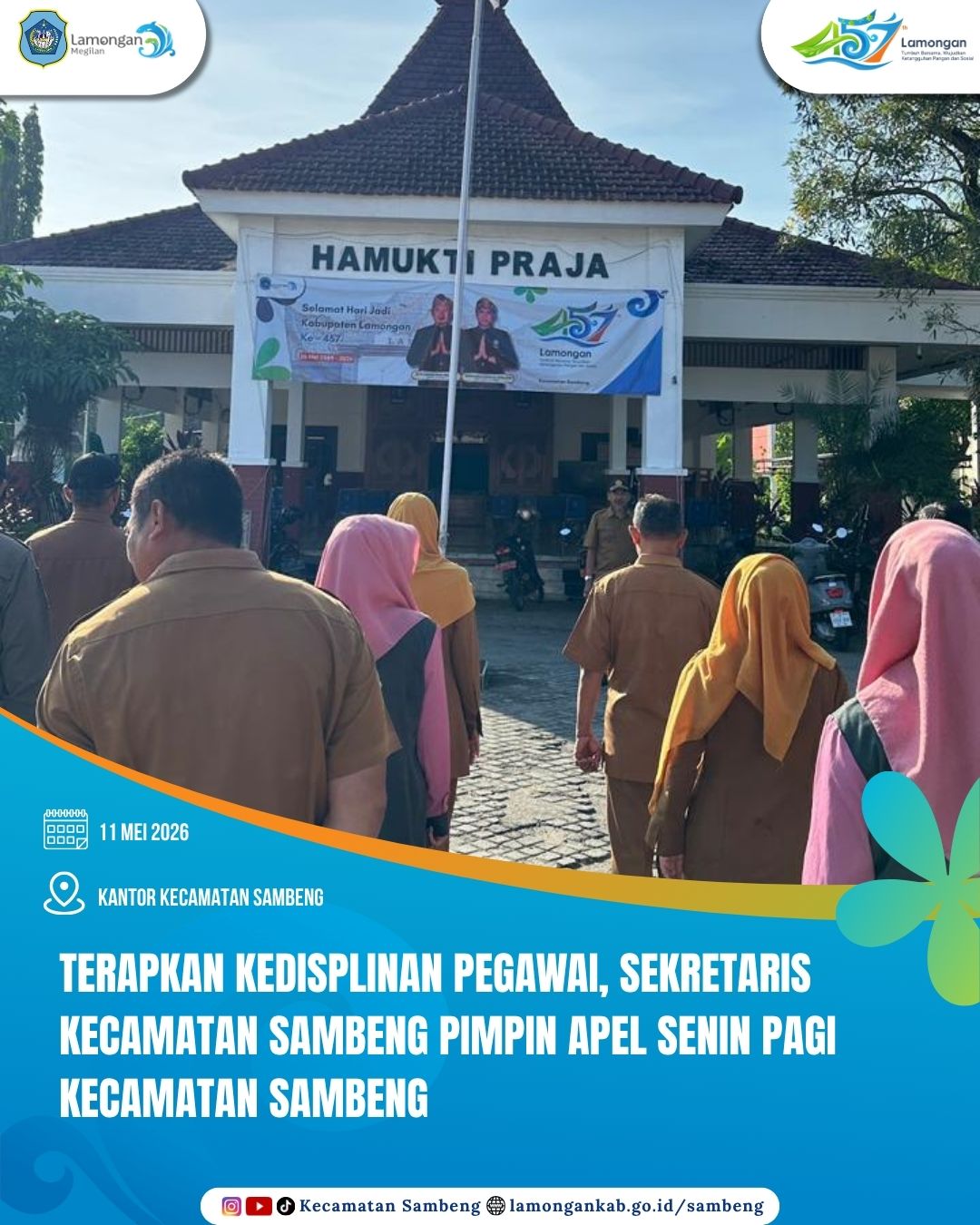 Foto: TERAPKAN KEDISPLINAN PEGAWAI, SEKRETARIS KECAMATAN SAMBENG PIMPIN APEL SENIN PAGI KECAMATAN SAMBENG