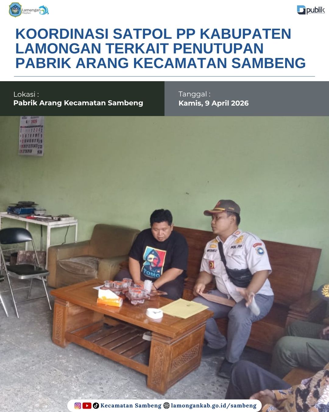 Foto: KOORDINASI SATPOL PP KABUPATEN LAMONGAN TERKAIT PENUTUPAN PABRIK ARANG DI KECAMATAN SAMBENG