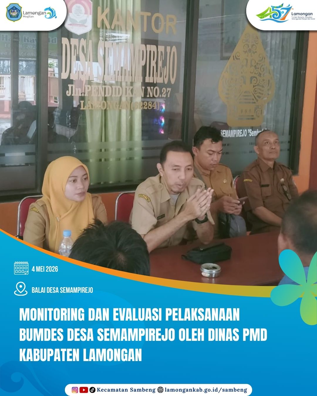 Foto: MONITORING DAN EVALUASI PELAKSANAAN BUMDES DESA SEMAMPIREJO OLEH DINAS PMD KABUPATEN LAMONGAN