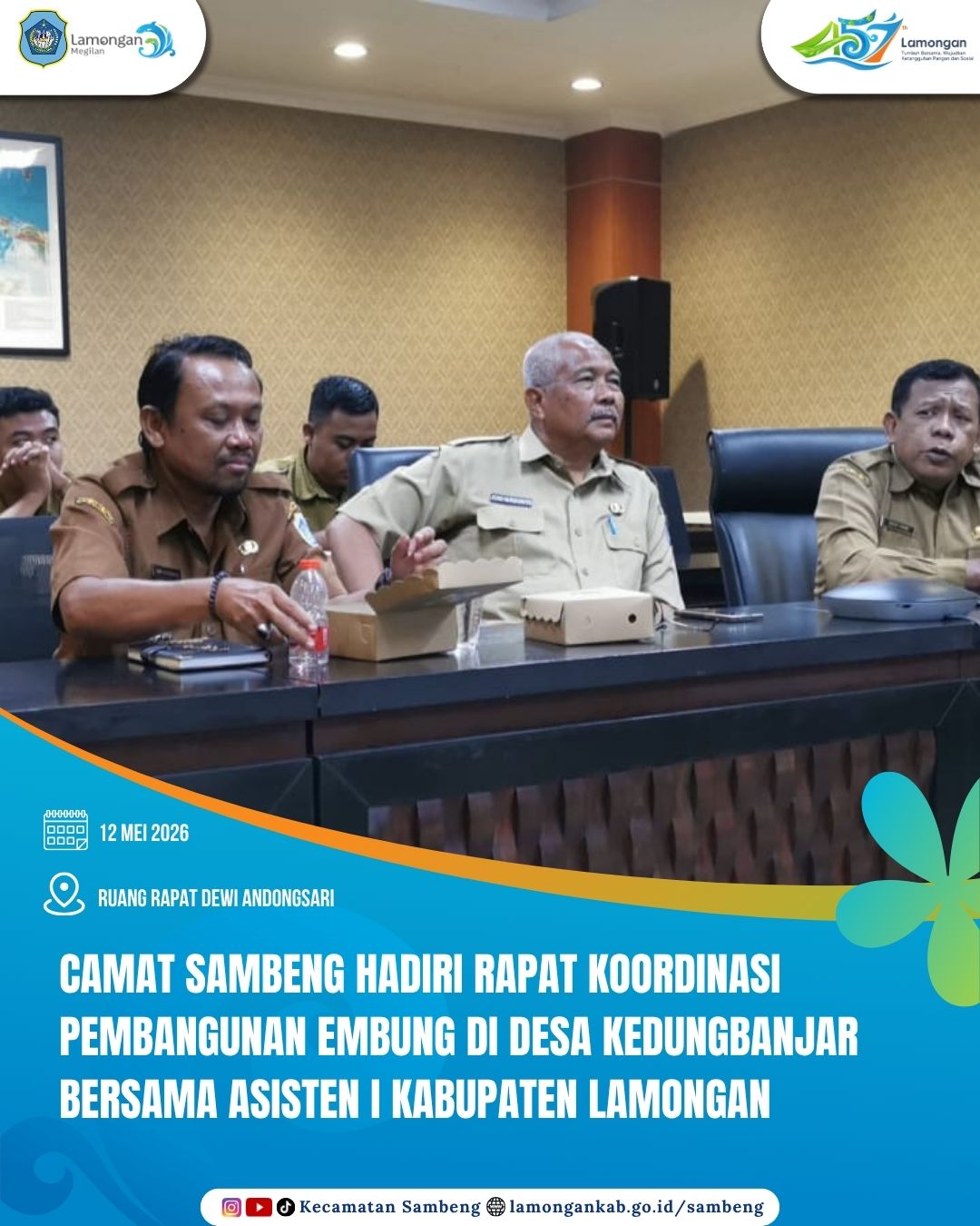 Foto: CAMAT SAMBENG HADIRI RAPAT KOORDINASI PEMBANGUNAN EMBUNG DI DESA KEDUNGBANJAR BERSAMA ASISTEN I KABUPATEN LAMONGAN