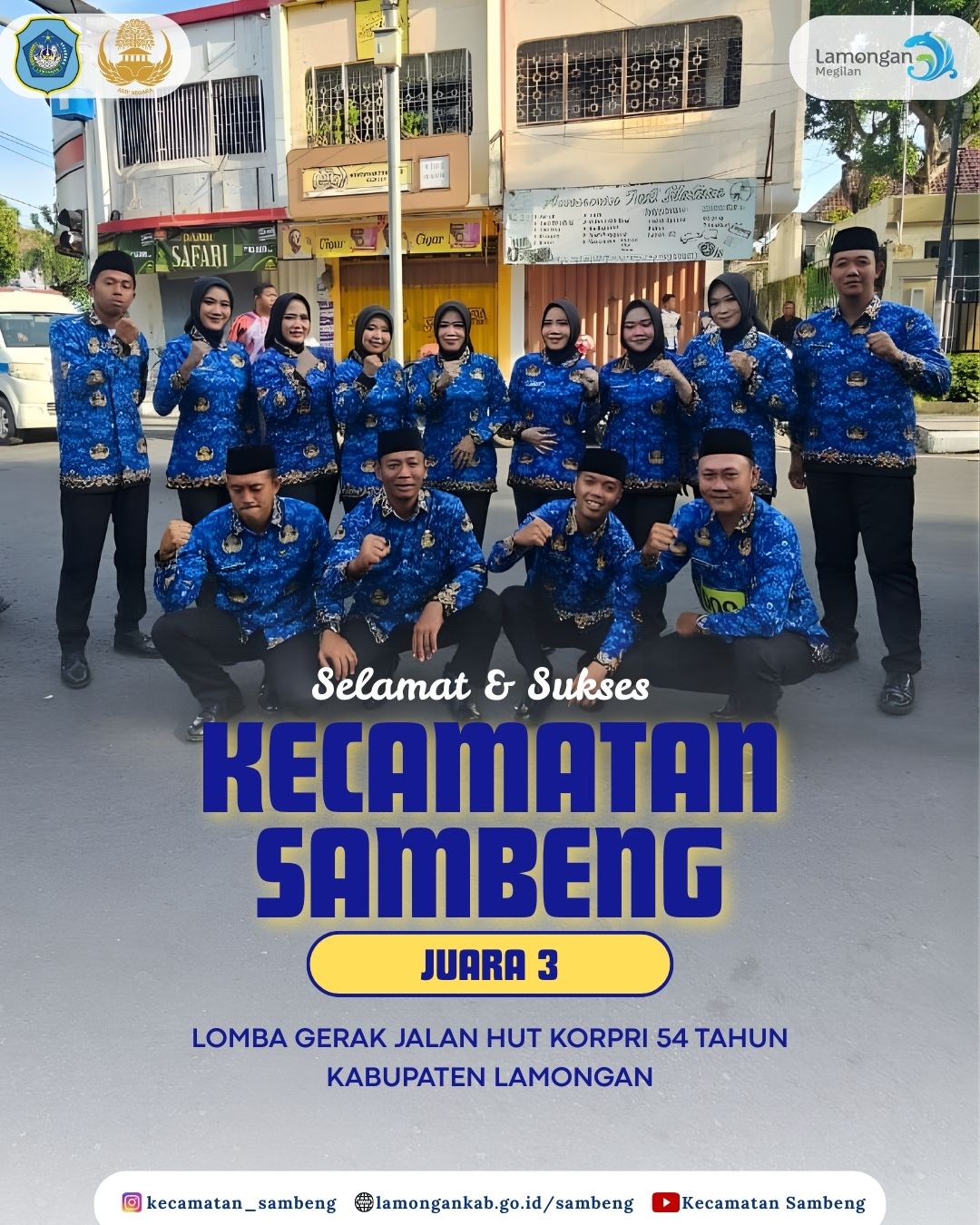 Foto: SELAMAT KEPADA PERWAKILAN KECAMATAN SAMBENG LOMBA GERAK JALAN HUT KORPRI 54 LAMONGAN