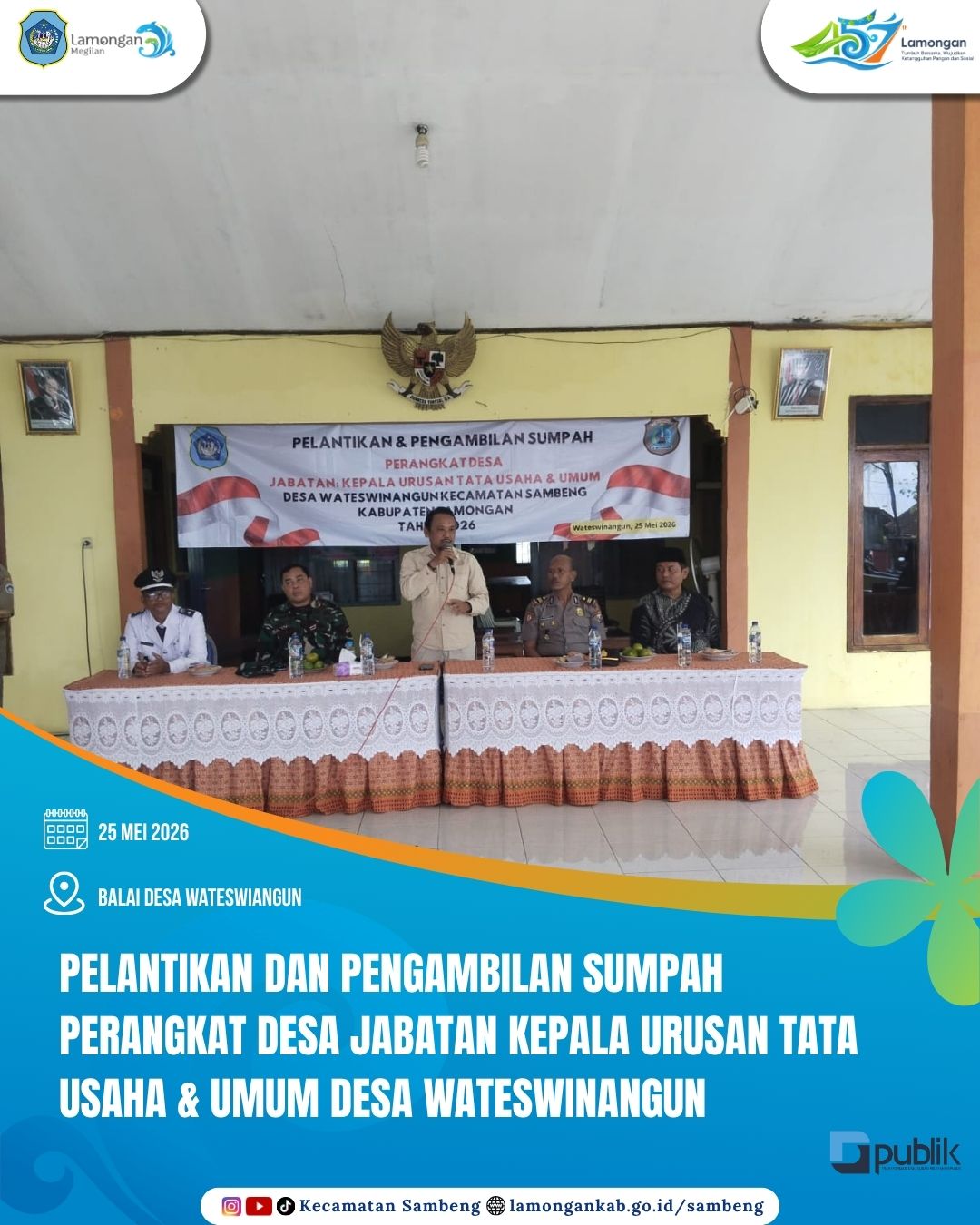 Foto: PELANTIKAN PERANGKAT DESA WATESWINANGUN, MOMENTUM PENGUATAN PELAYANAN ADMINISTRASI DESA