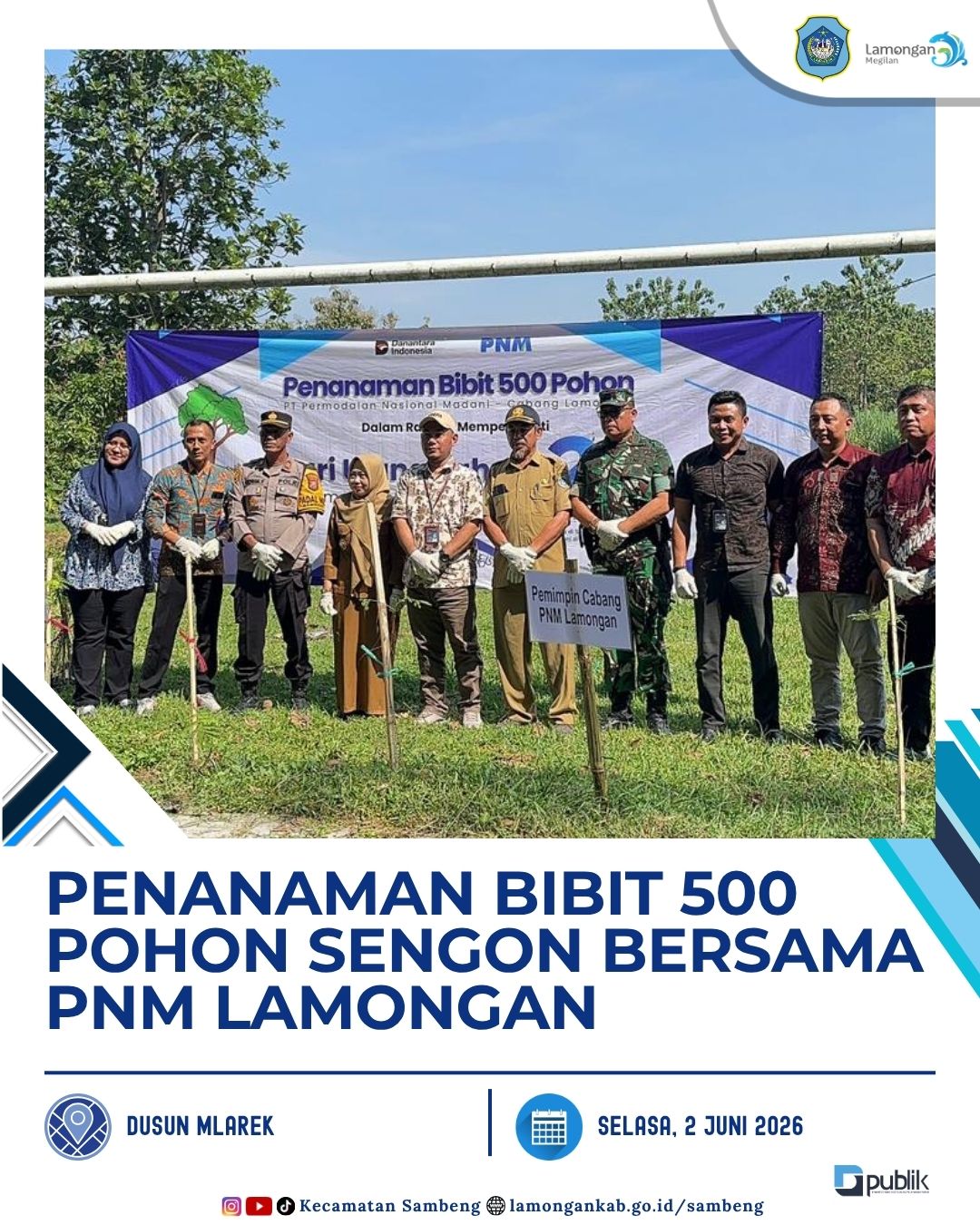 Foto: PNM LAMONGAN TANAM 500 POHON SENGON DALAM RANGKA HUT KE-27