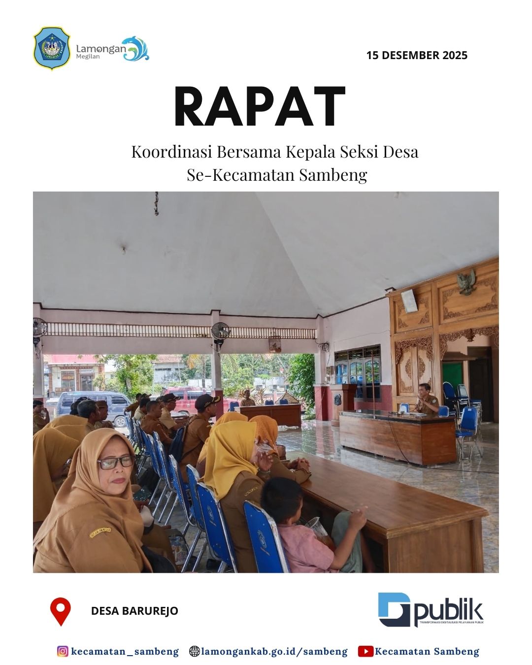 Foto: RAPAT KOORDINASI BERSAMA KEPALA SEKSI DESA SE-KECAMATAN SAMBENG