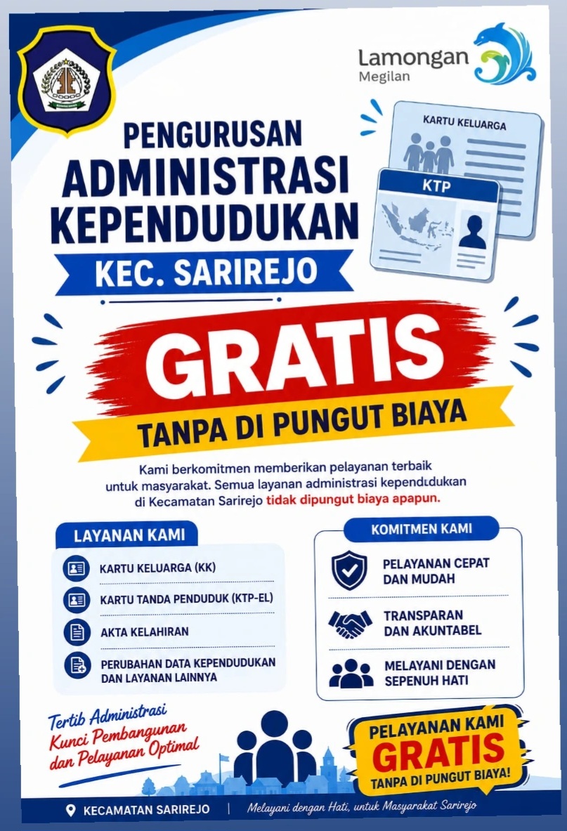 Foto: PENGURUSAN ADMINDUK KECAMATAN SARIREJO, GRATIS