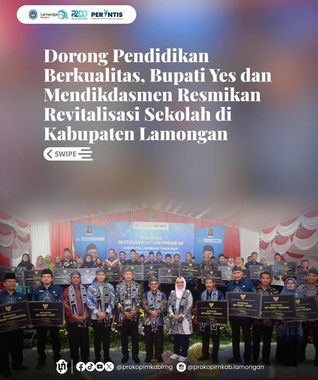 Foto: Dorong pendidikan berkualitas, bupati YES dan mendikdasmen meresmikan revitalisasi sekolah di Lamongan