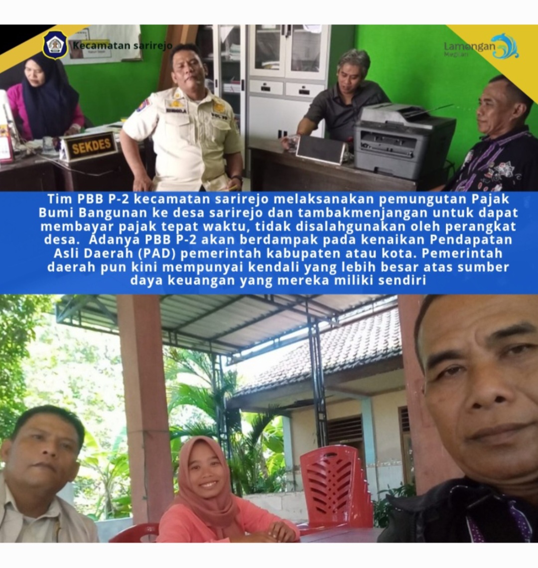 Tim PBB P-2 kecamatan sarirejo melaksanakan pemungutan pajak ke desa sarirejo dan tambakmenjangan