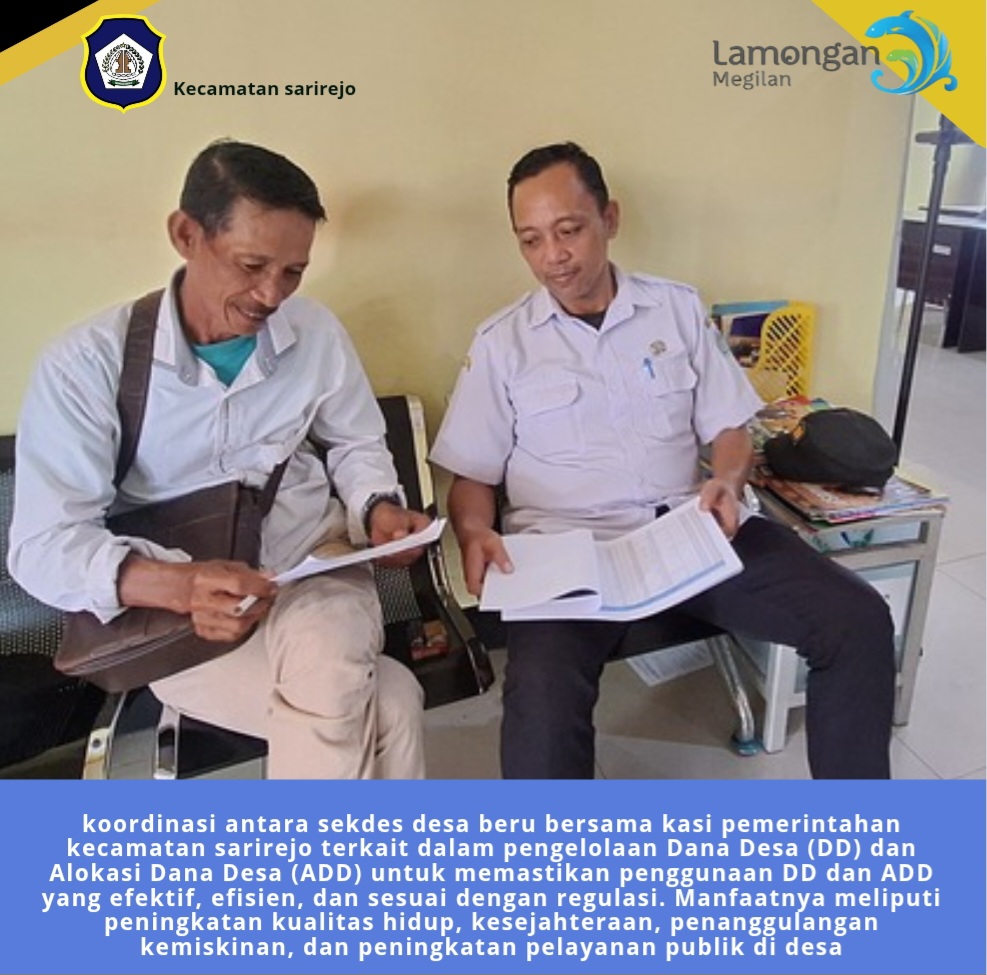 Koordinasi Sekdes Beru dan Kasi pemerintahan Kecamatan Sarirejo