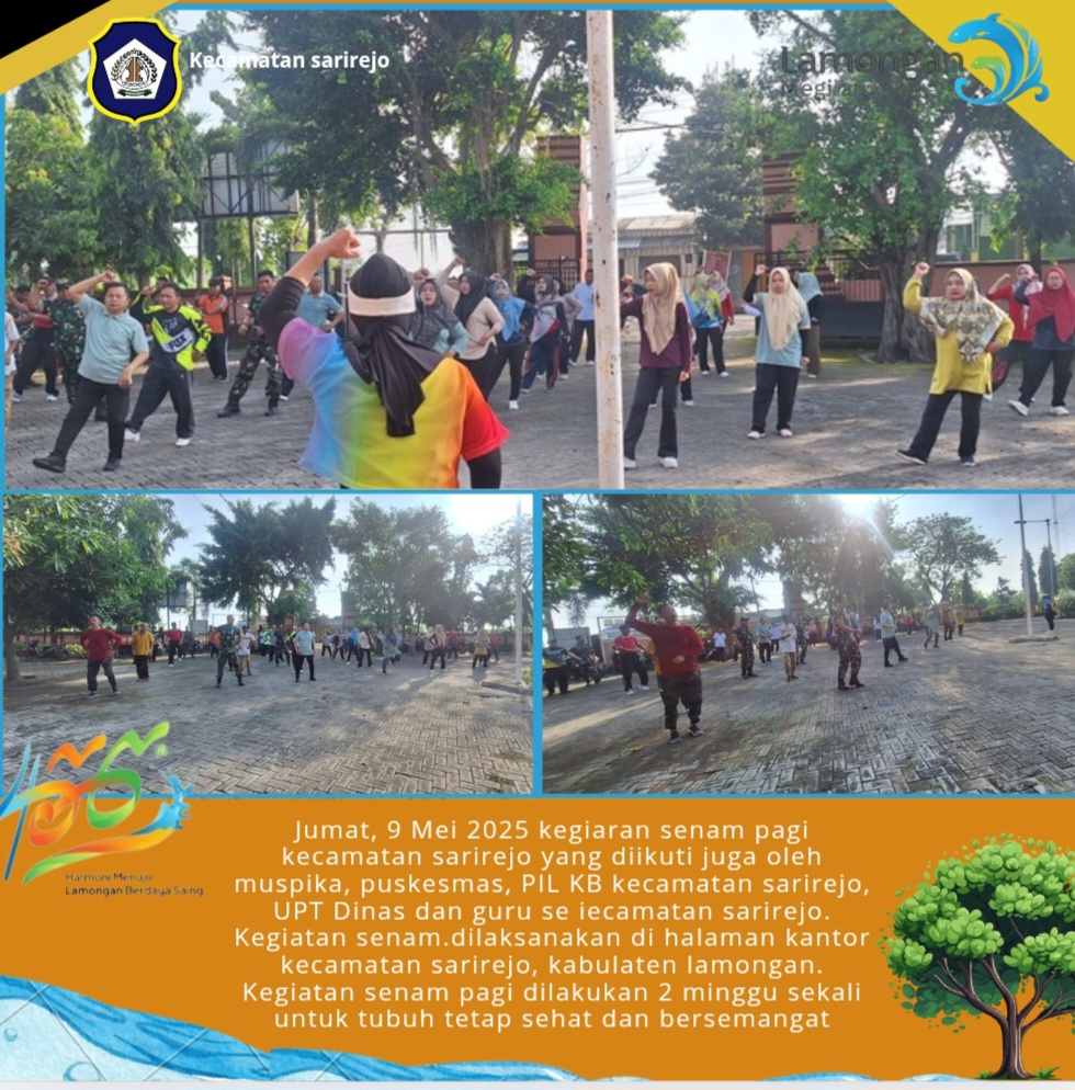 Senam Pagi Kecamatan Sarirejo di halaman kantor kecamatan sarirejo