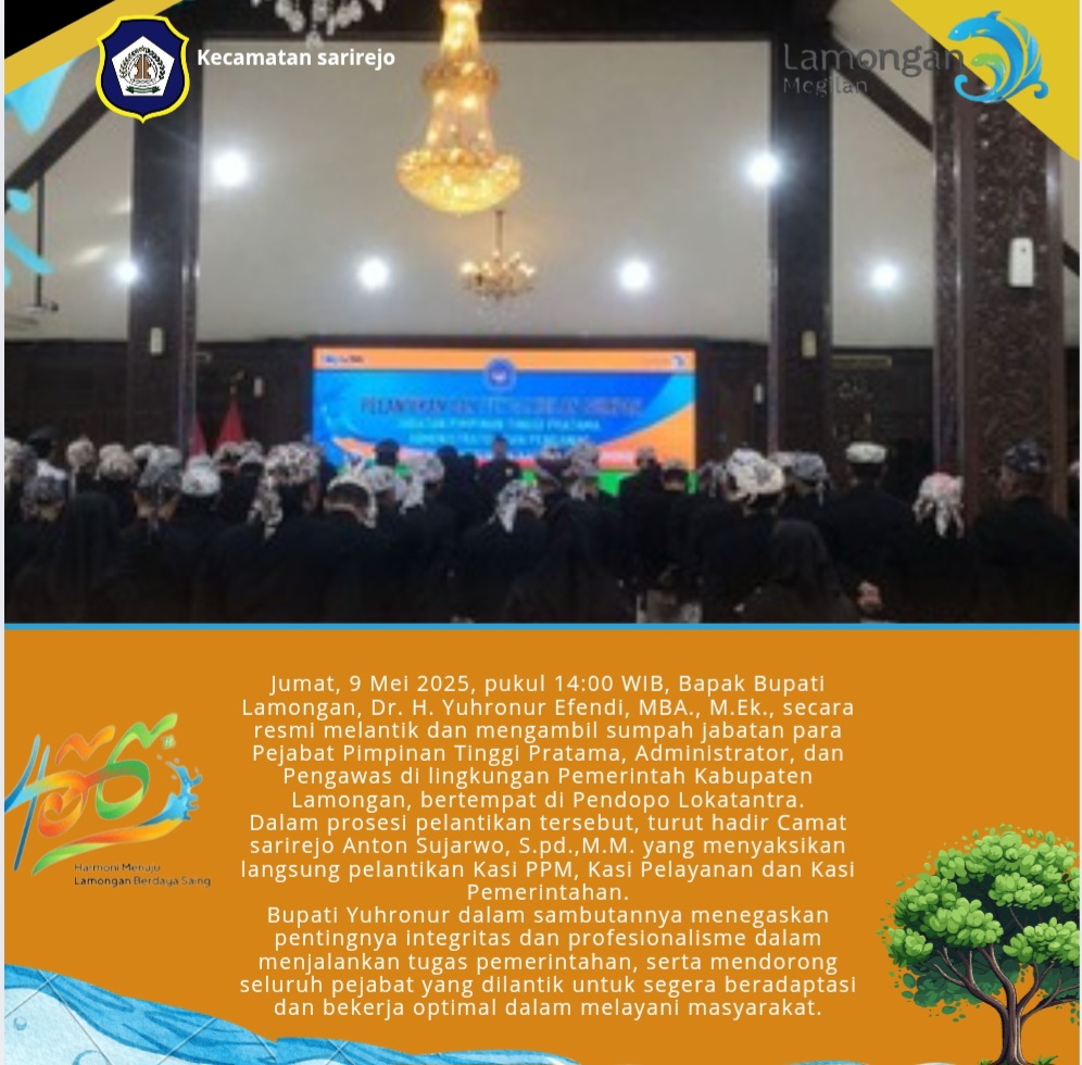 Pelantikan dan pengambilan sumpah jabatan di pemerintahan kabupaten lamongan